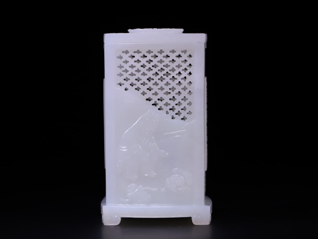 A Exquisite Hetian Jade Figures Pattern Brush Pot (1 of 9)