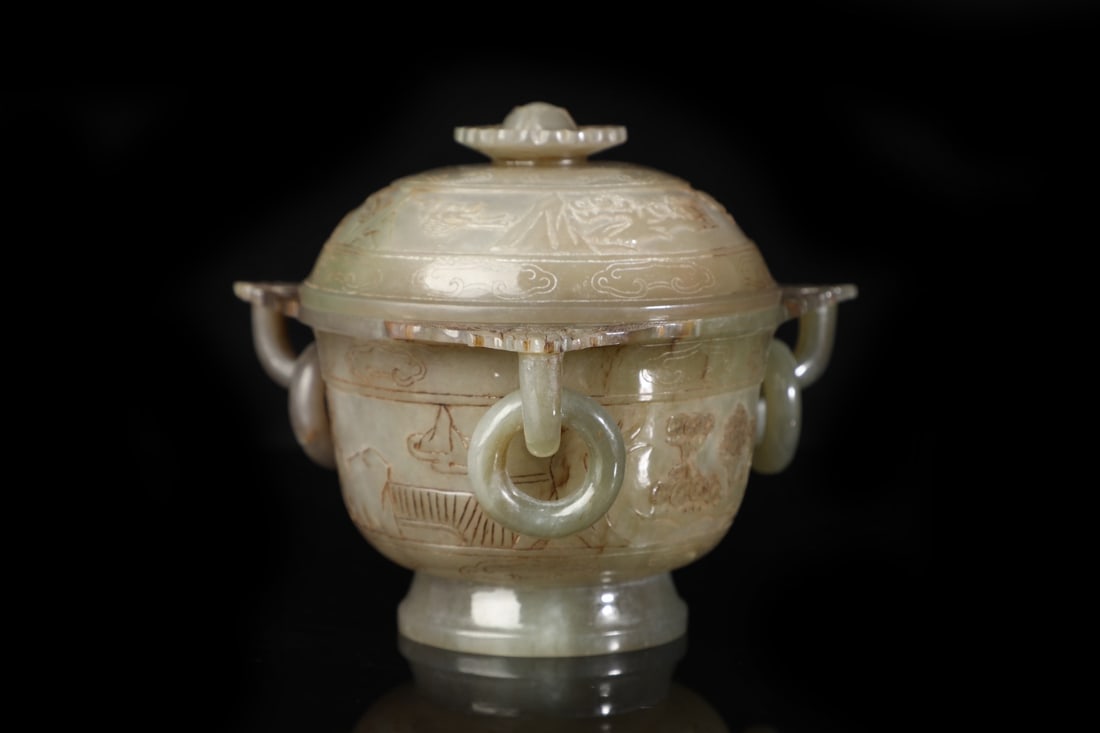 A Exquisite Hetian Jade Human Pattern Box - 2