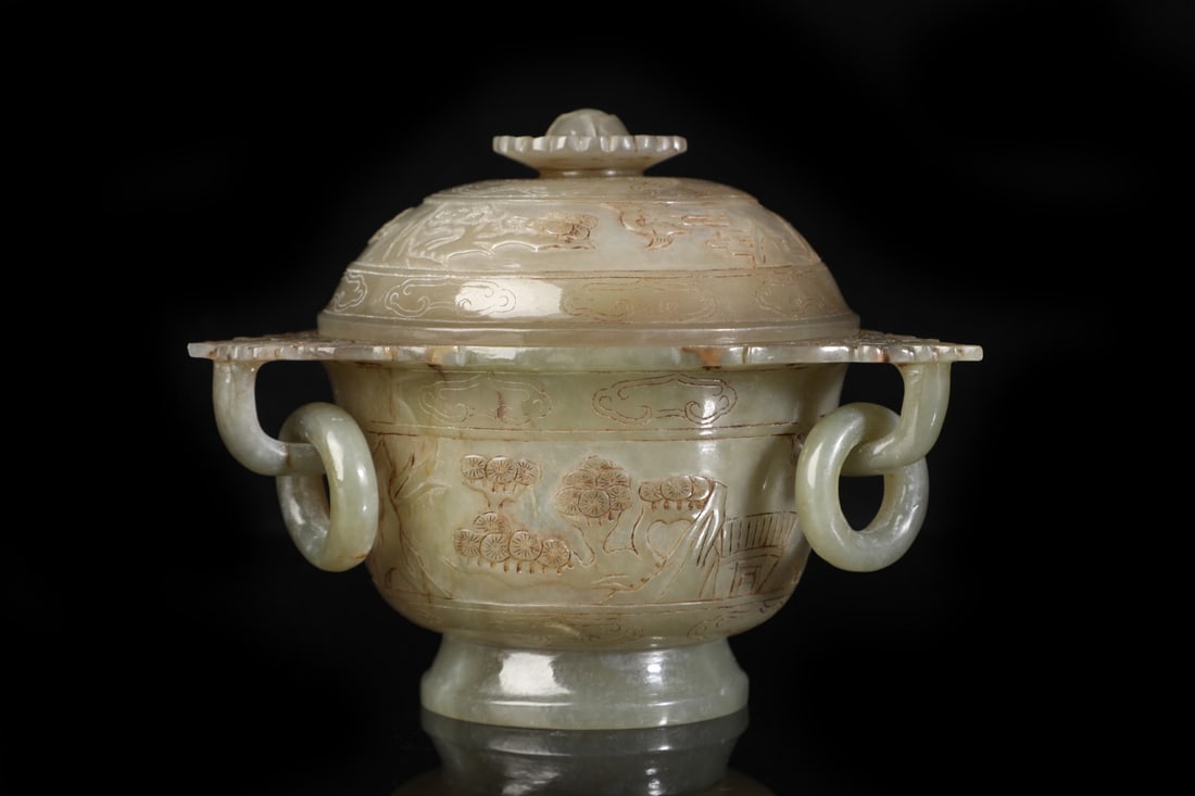 A Exquisite Hetian Jade Human Pattern Box - 4