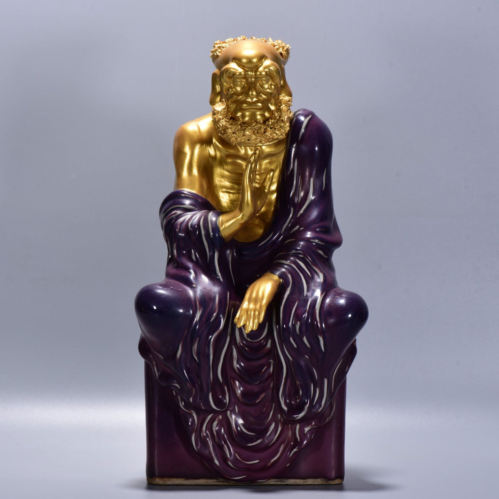 A Rare Jun yao Gilt Dharma Statue (1 of 9)