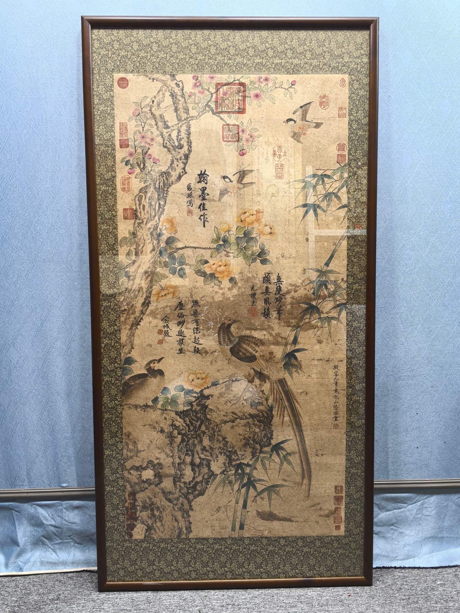A Chinese Ink Wash Flower and Bird Painting on Paper, With a Frame (1 of 9)