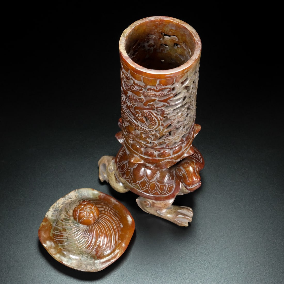 A Exquisite Hotan Jade Dragon Pattern Censer - 8