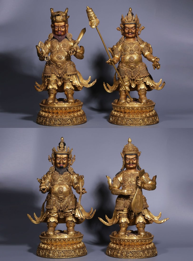 A Solemn Gilt Bronze Statues of the Four Heavenly Kings (1 of 20)