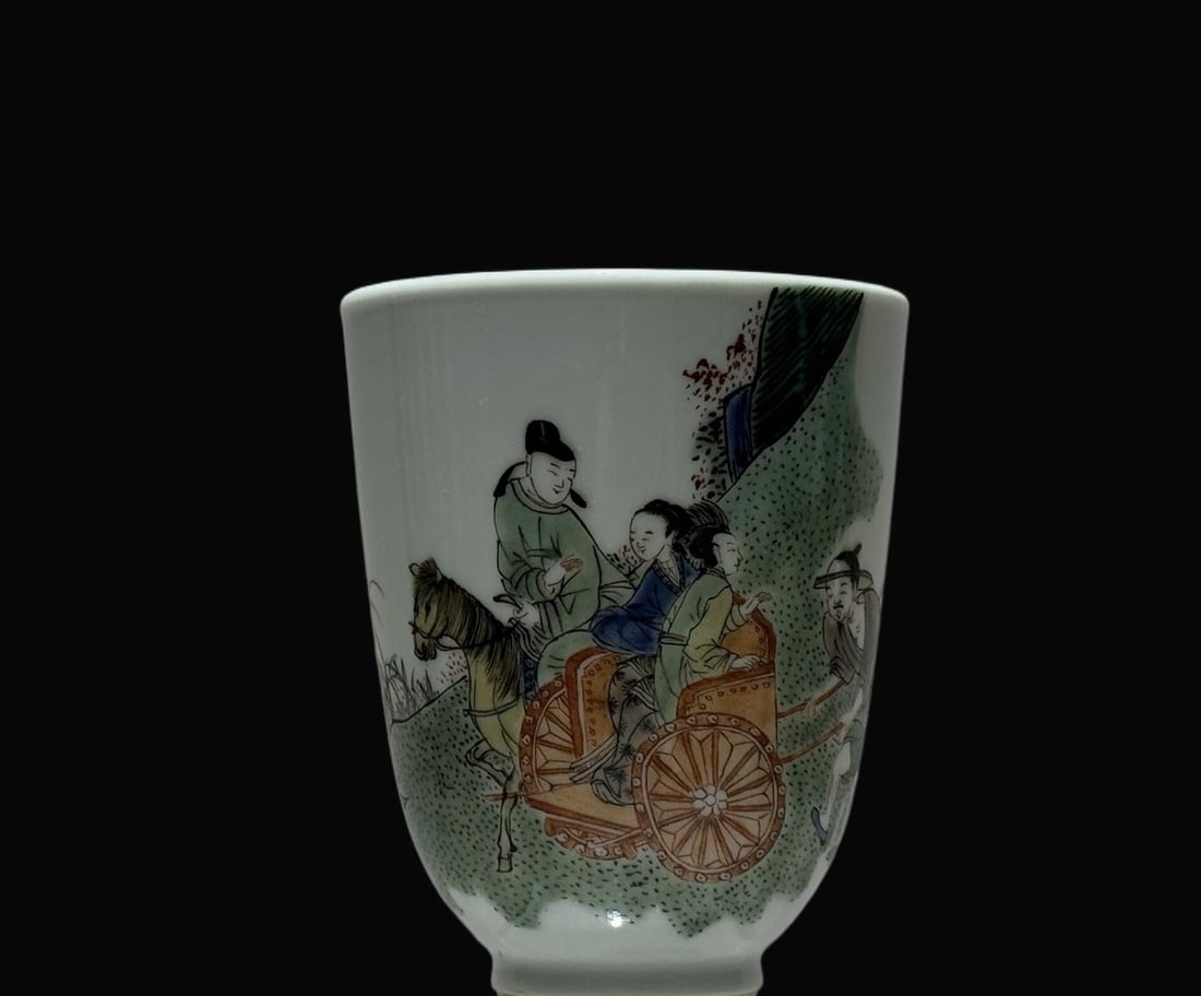 A Exquisite Wucai Character and Story Pattern Cup: A Exquisite Wucai Character and Story Pattern Cup,Qing Dynasty, China,Size:3inx3.7in 五彩人物故事纹杯,中国清代