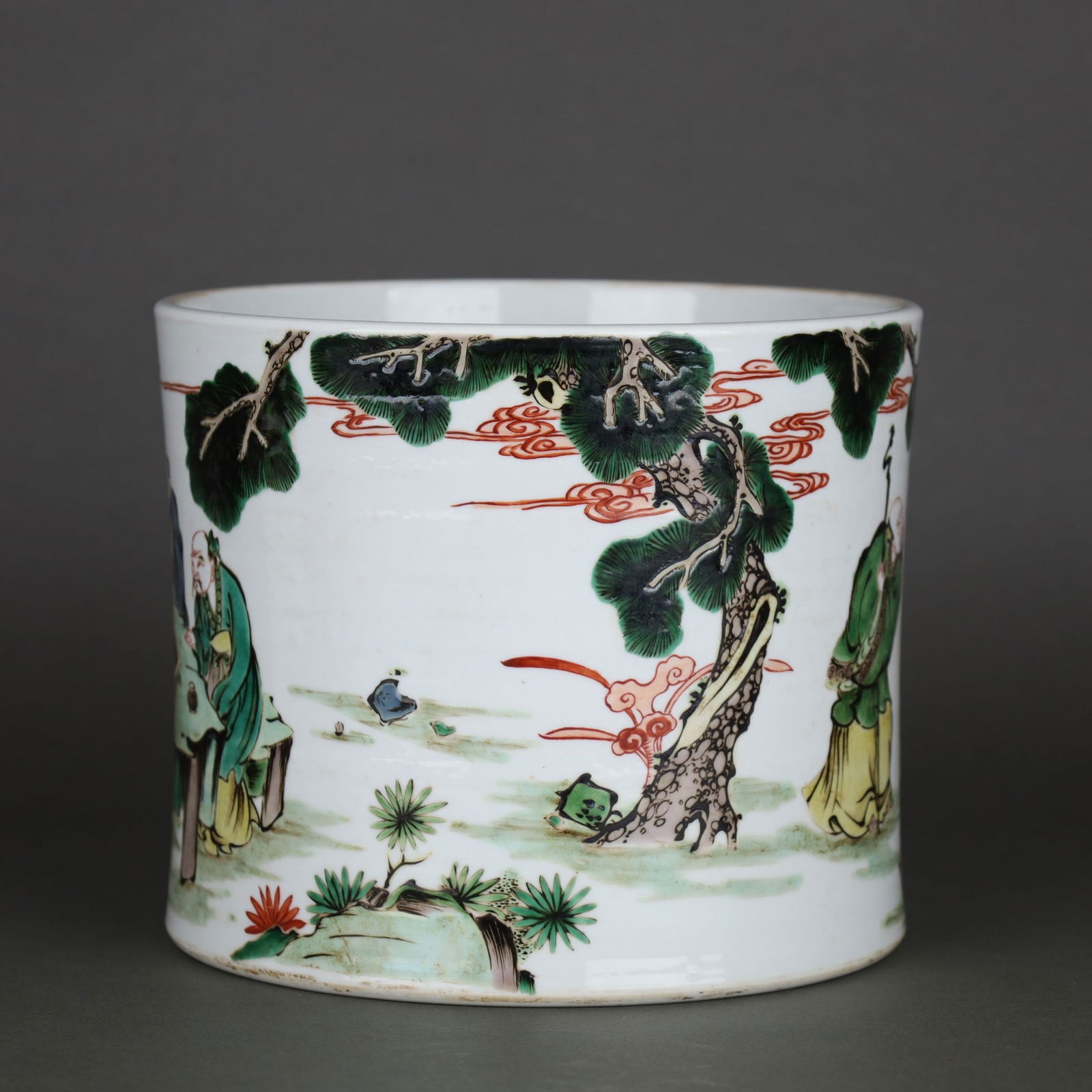 A Exquisite Wucai Figures Pattern Brush Pot - 3