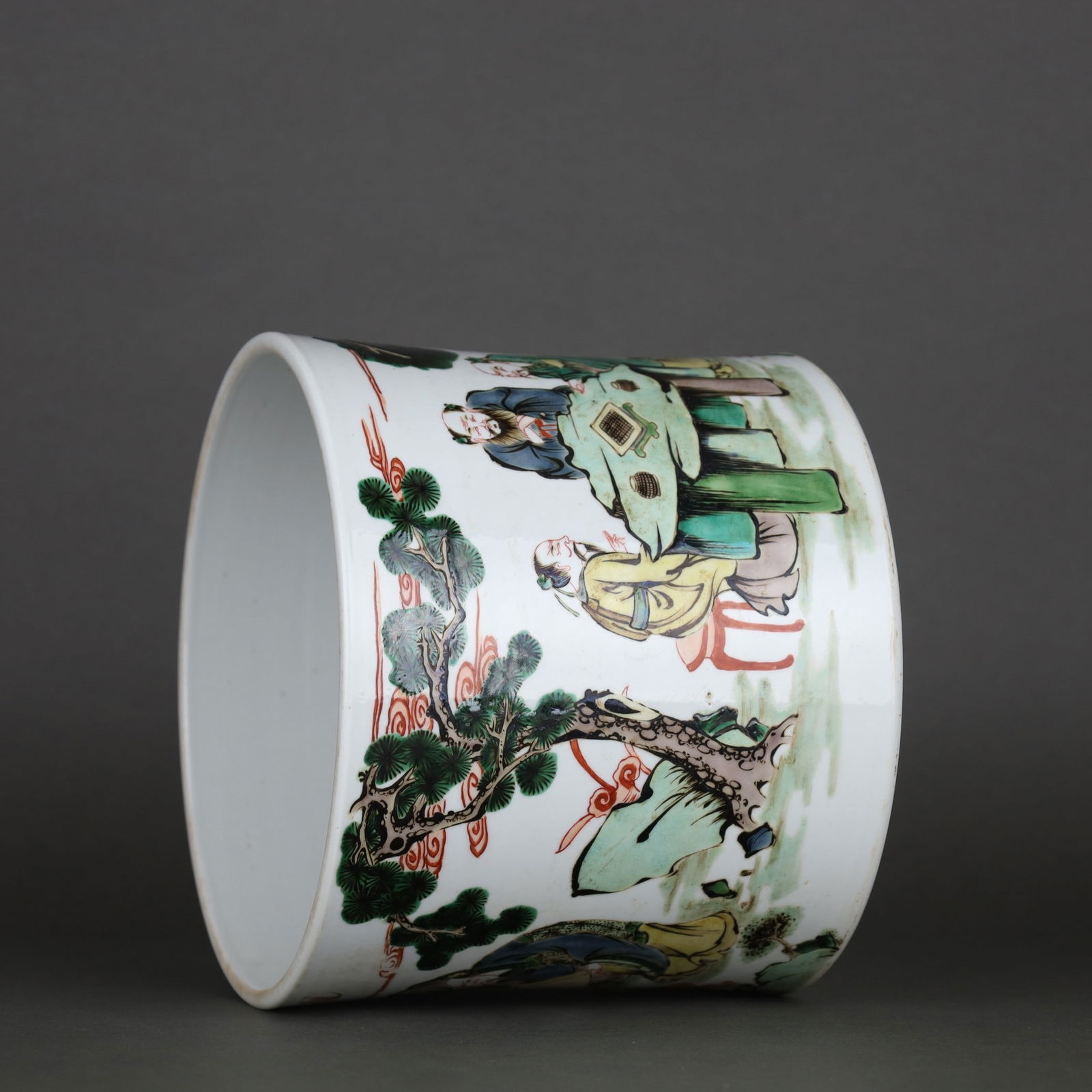 A Exquisite Wucai Figures Pattern Brush Pot - 8