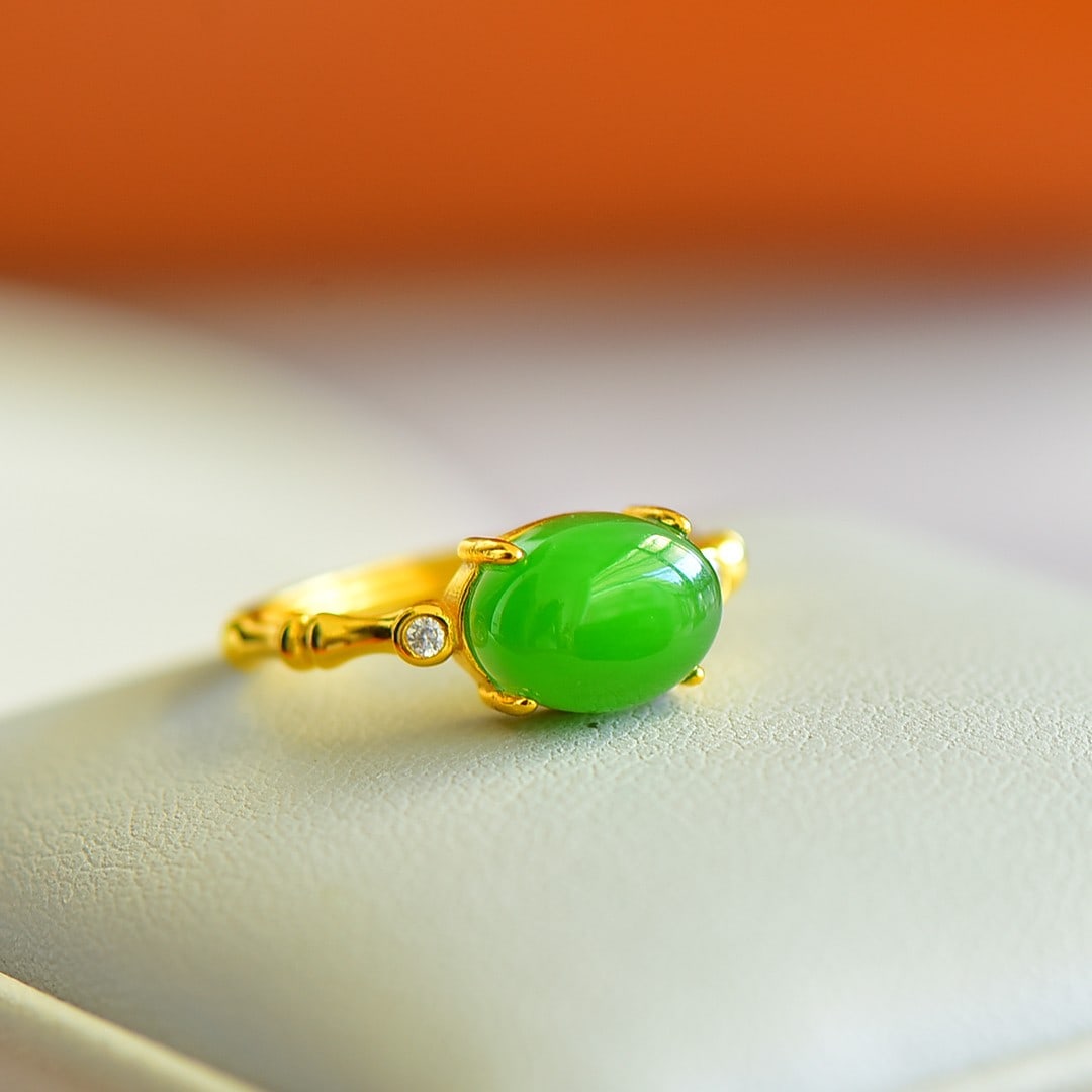 A Exquisite Silver Inlaid Jasper Ring - 2