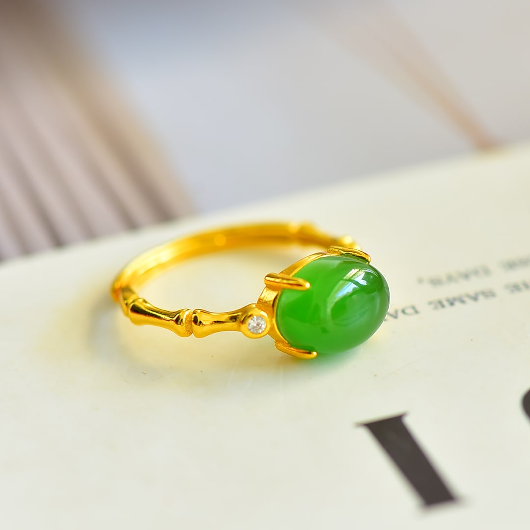 A Exquisite Silver Inlaid Jasper Ring - 5