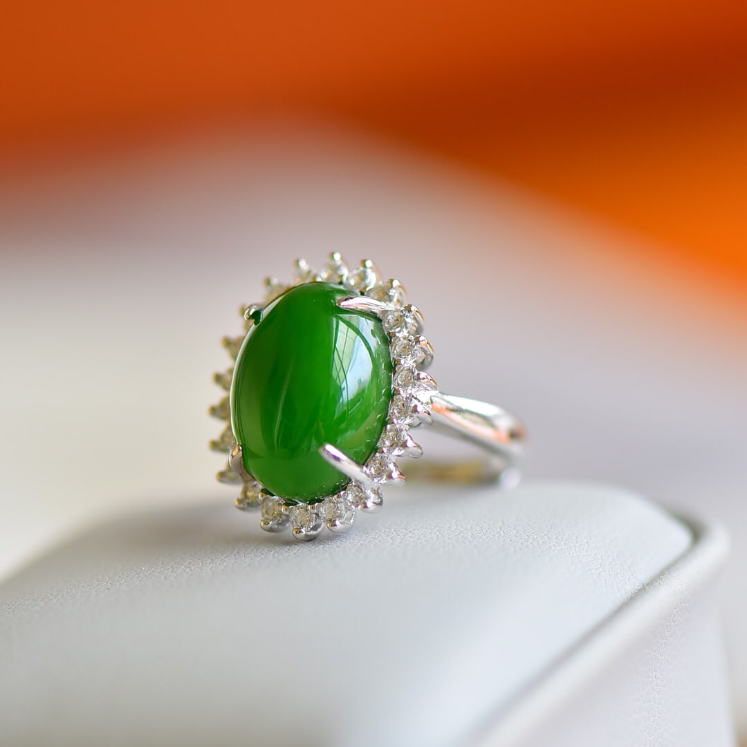 A Exquisite Silver Inlaid Jasper Ring - 2