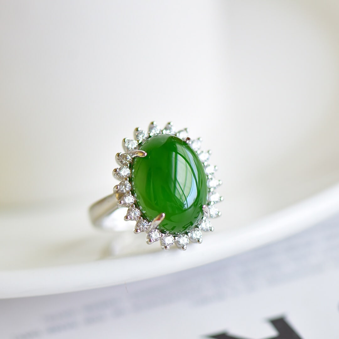 A Exquisite Silver Inlaid Jasper Ring - 5