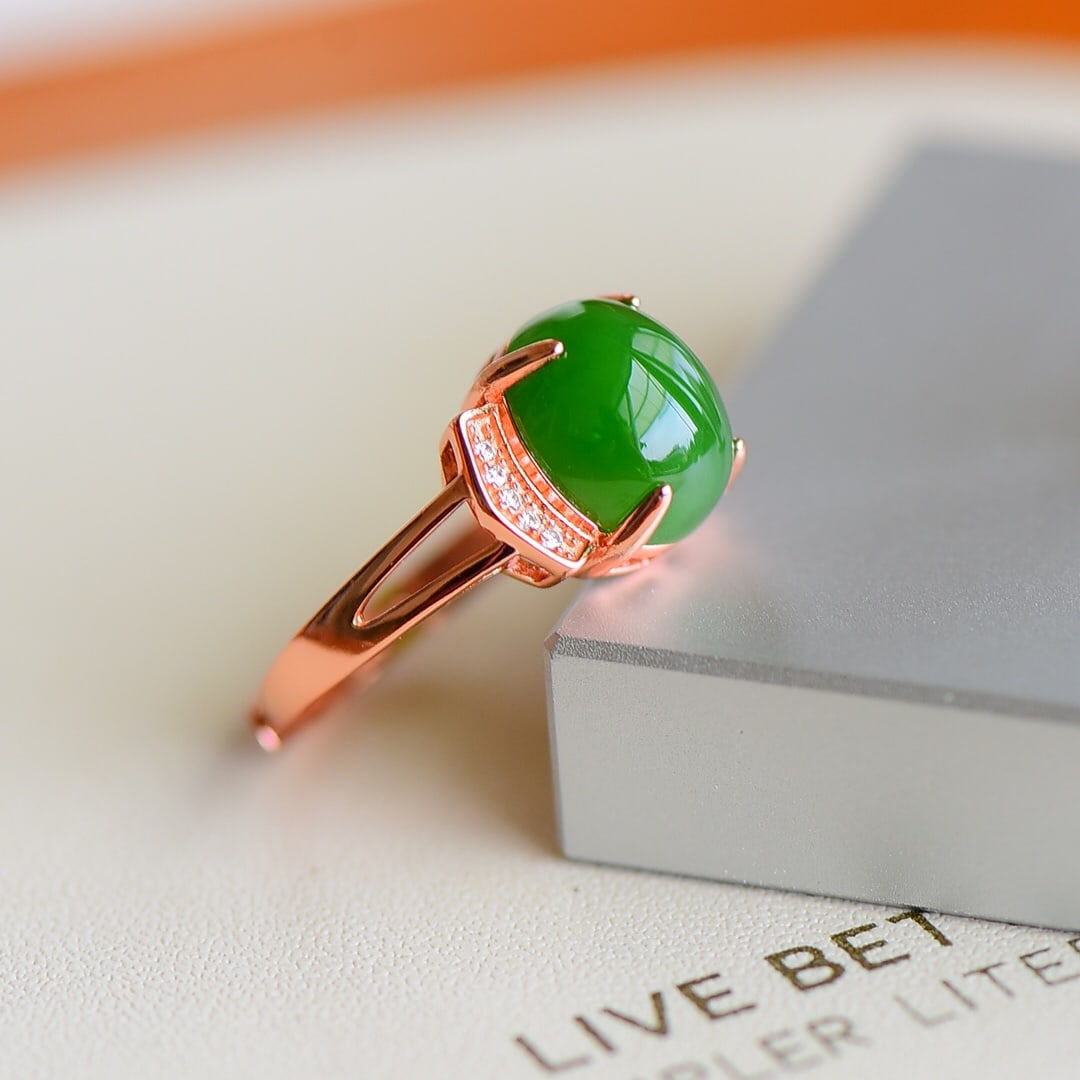 A Exquisite Silver Inlaid Jasper Ring - 3