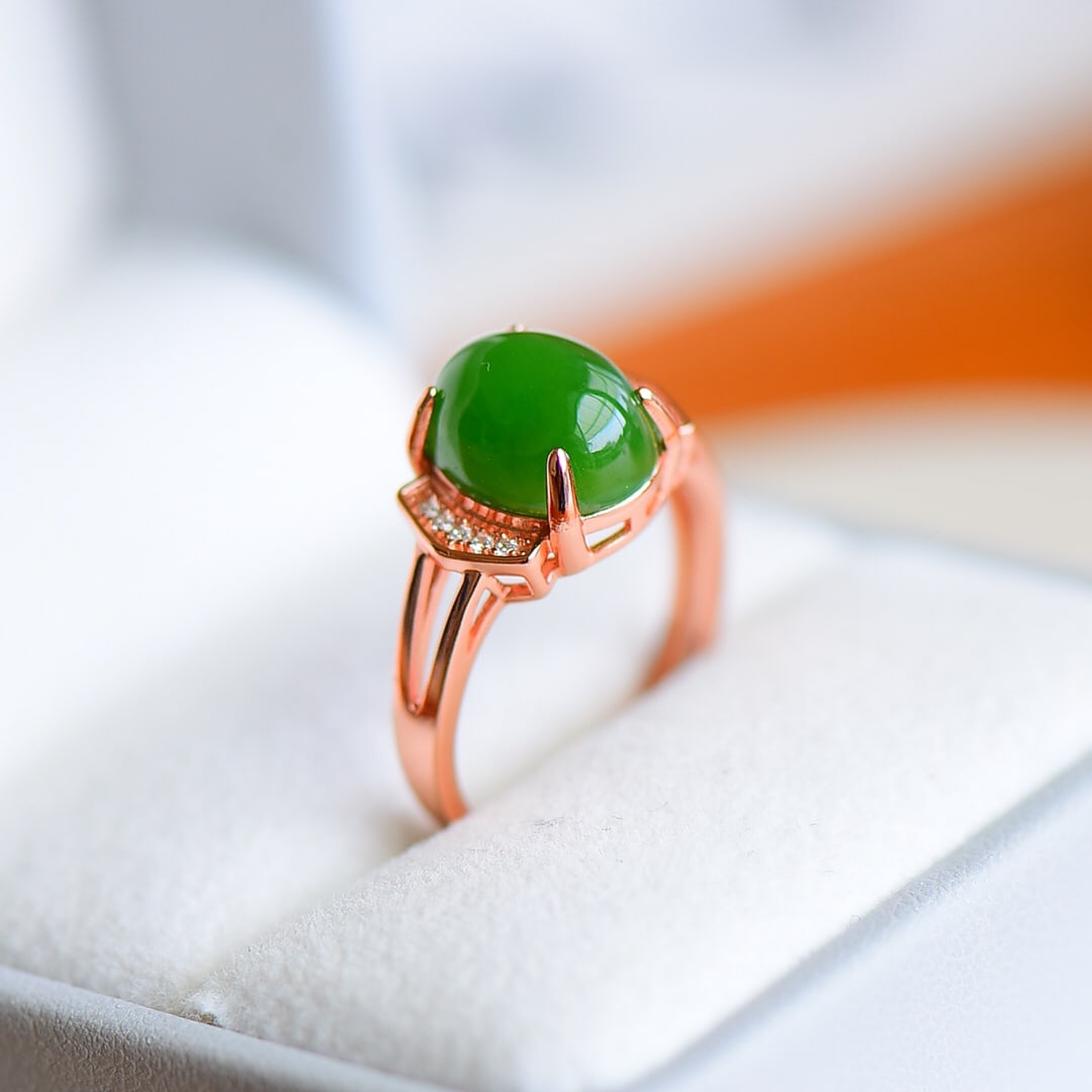 A Exquisite Silver Inlaid Jasper Ring - 5