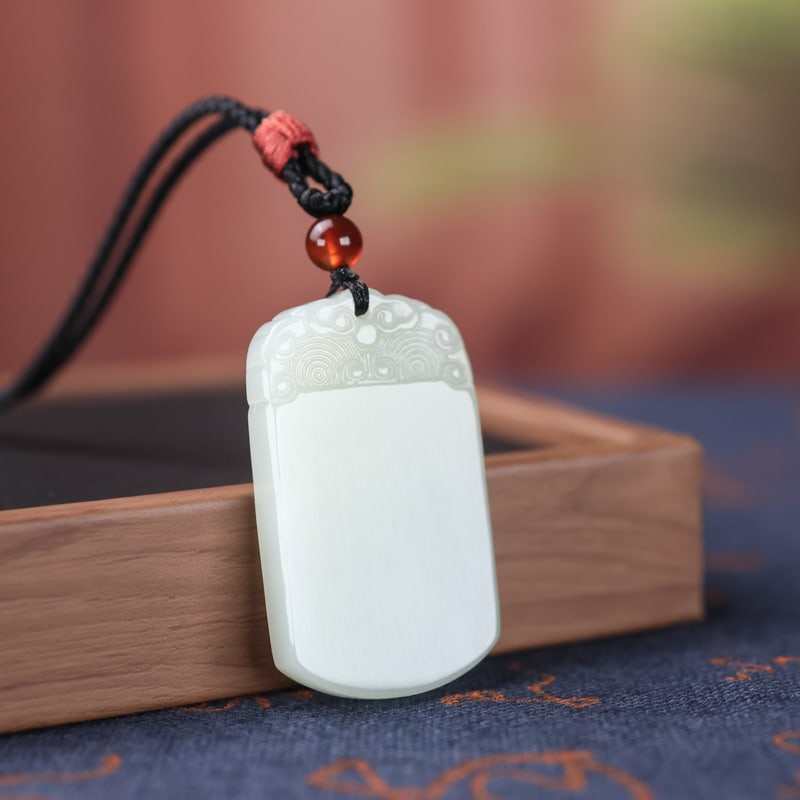 A Exquisite Hotan Jade Auspicious Cloud Pattern Pendant - 8