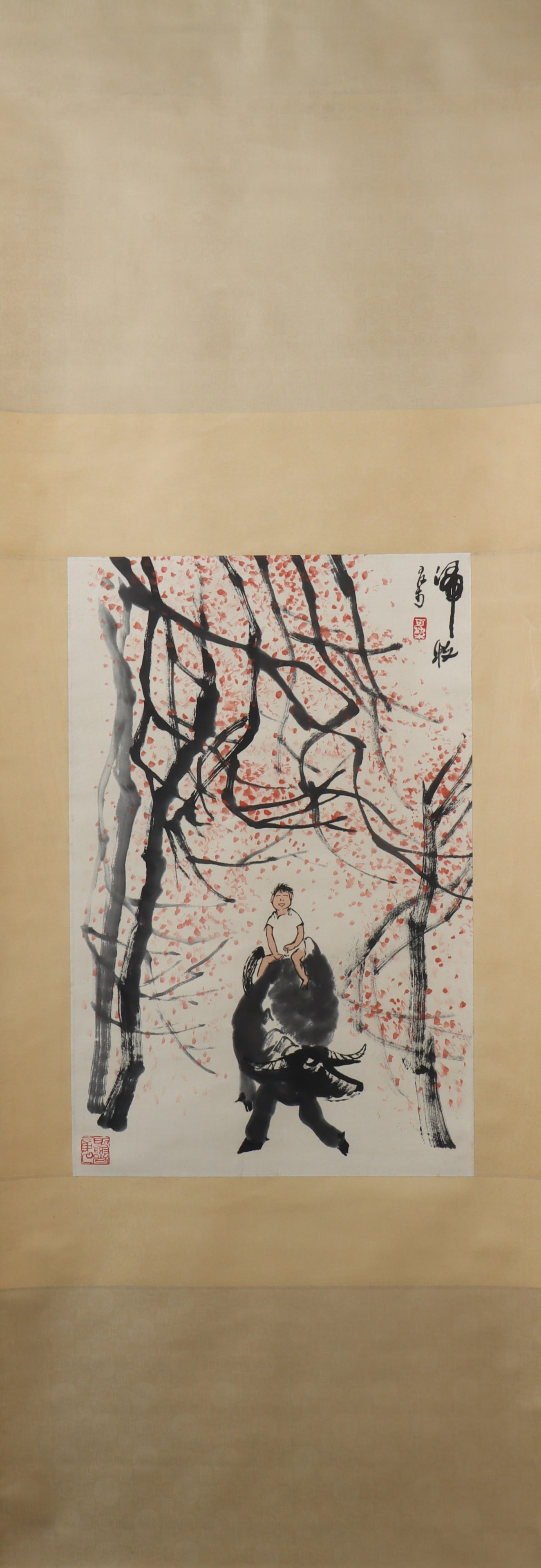 A Chinese Vertical Scroll Ink Painting of Character and Story on Paper (1 of 5)