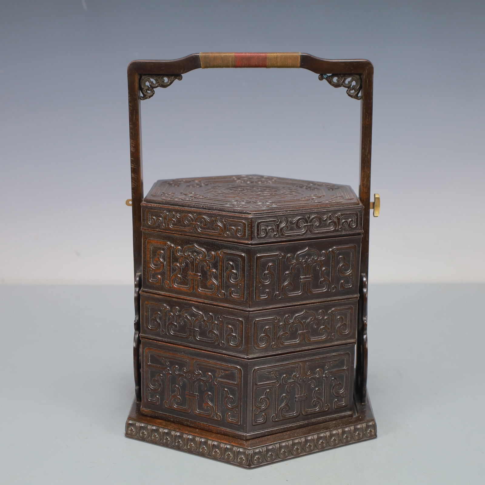 A Exquisite Zitanwood Lotus Pattern Box (1 of 10)