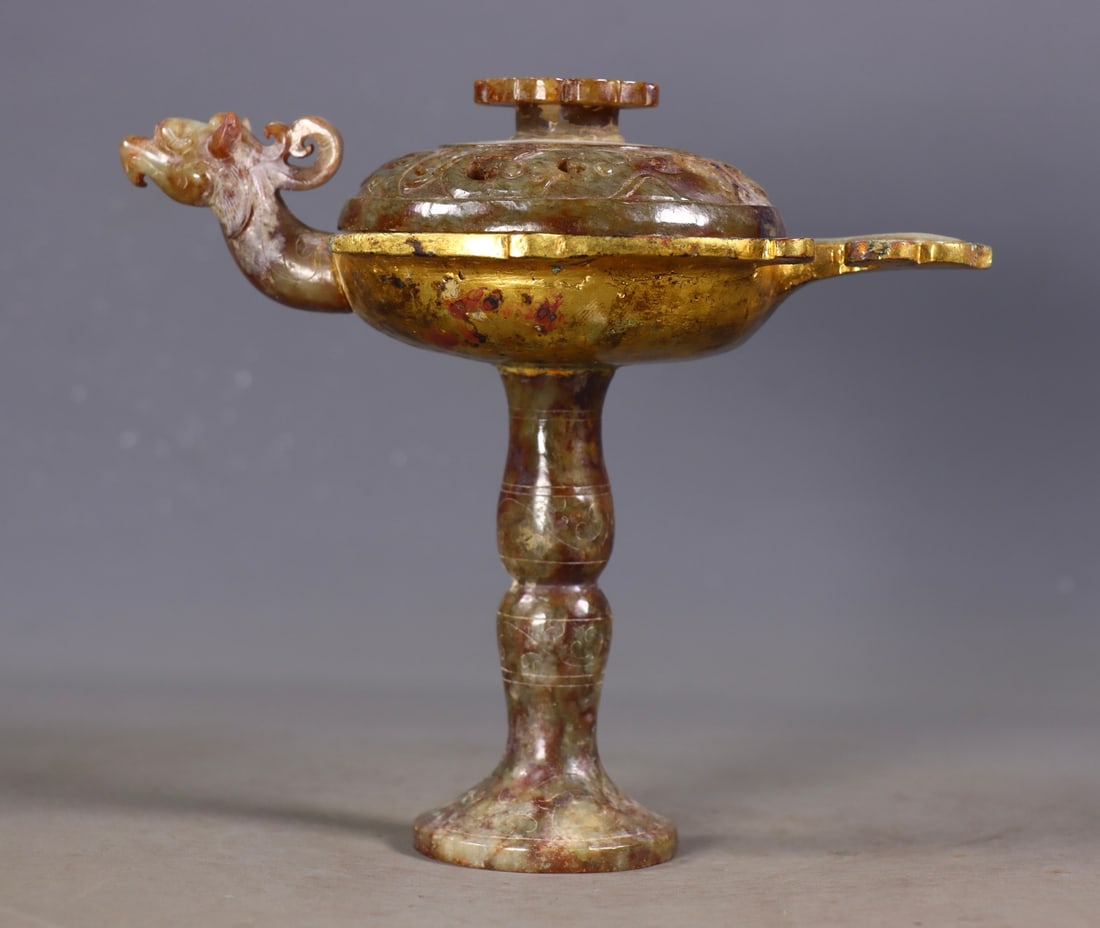 An Exquisite Gilt Bronze Inlaid White Jade Phoenix-Shaped Censer (1 of 10)