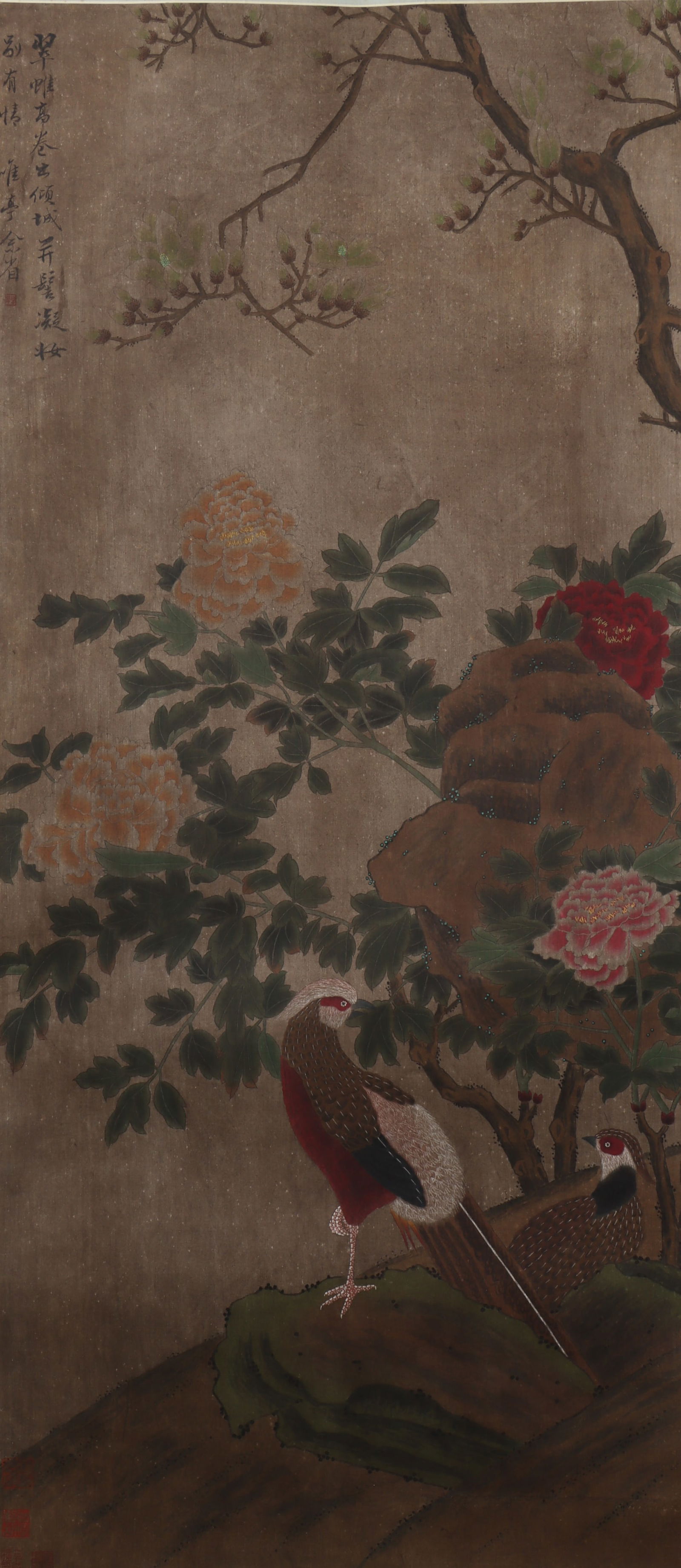 An Fabulous Chinese Ink Flower and Bird By Silk (1 of 3)