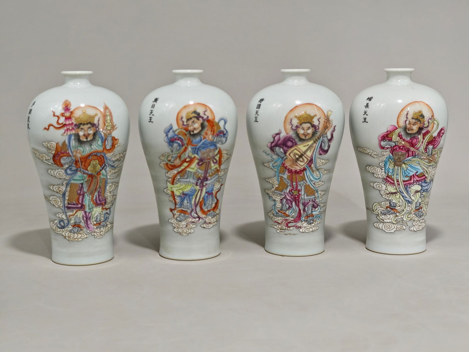 A Set of Fine Famille-Rose Figure Pattern with poem Vase (1 of 9)