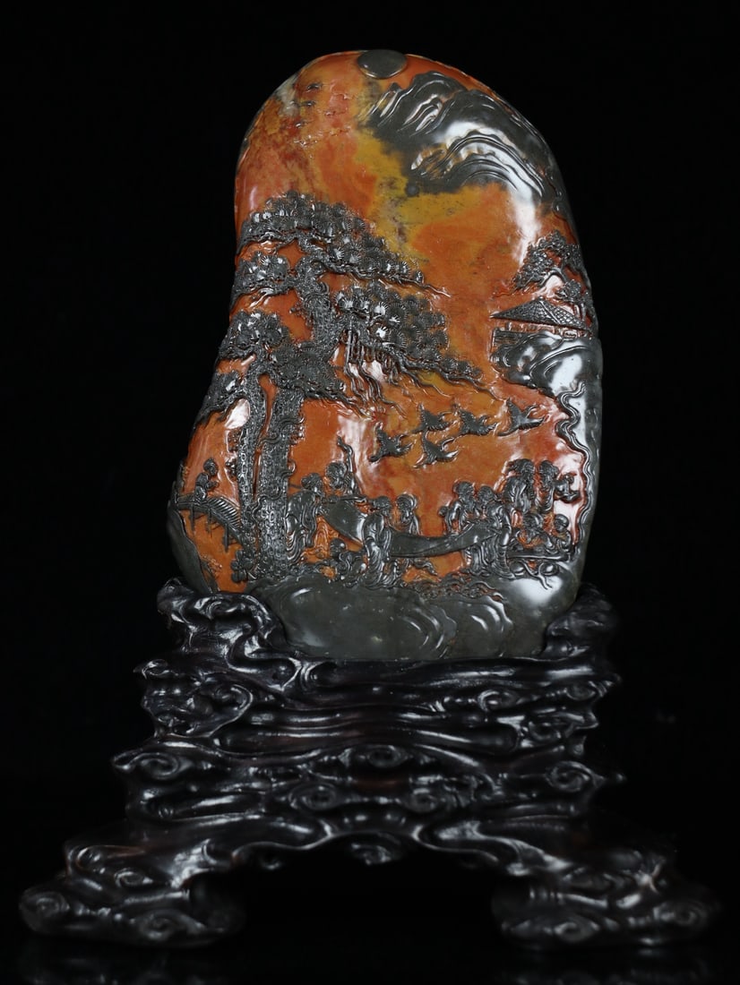 An Exquisite Tianhuang Stone Landscape and Figure Pattern Ornament (1 of 9)