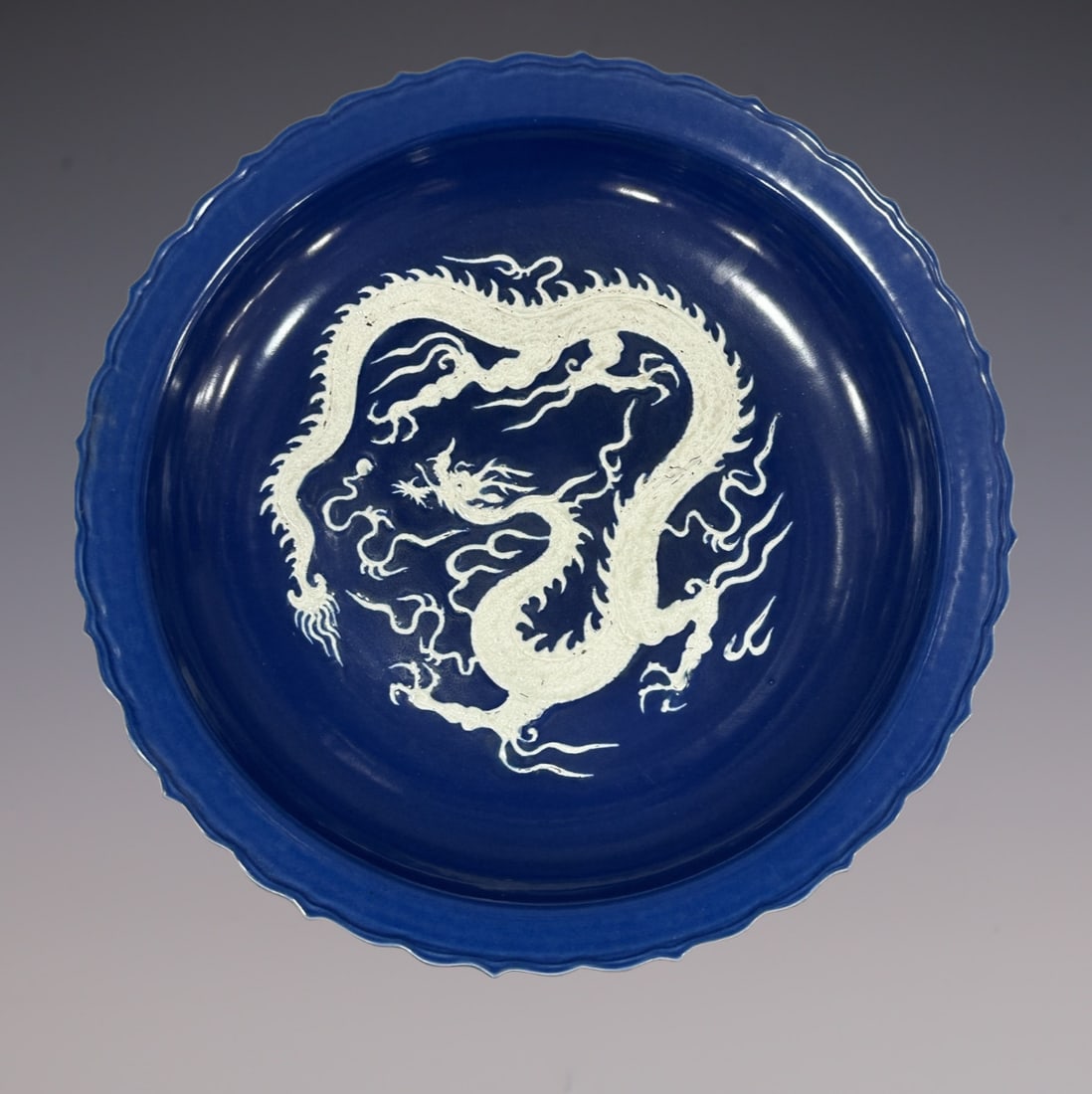 An Exquisite Ji Blue Glazed Dragon Pattern Plate (1 of 9)