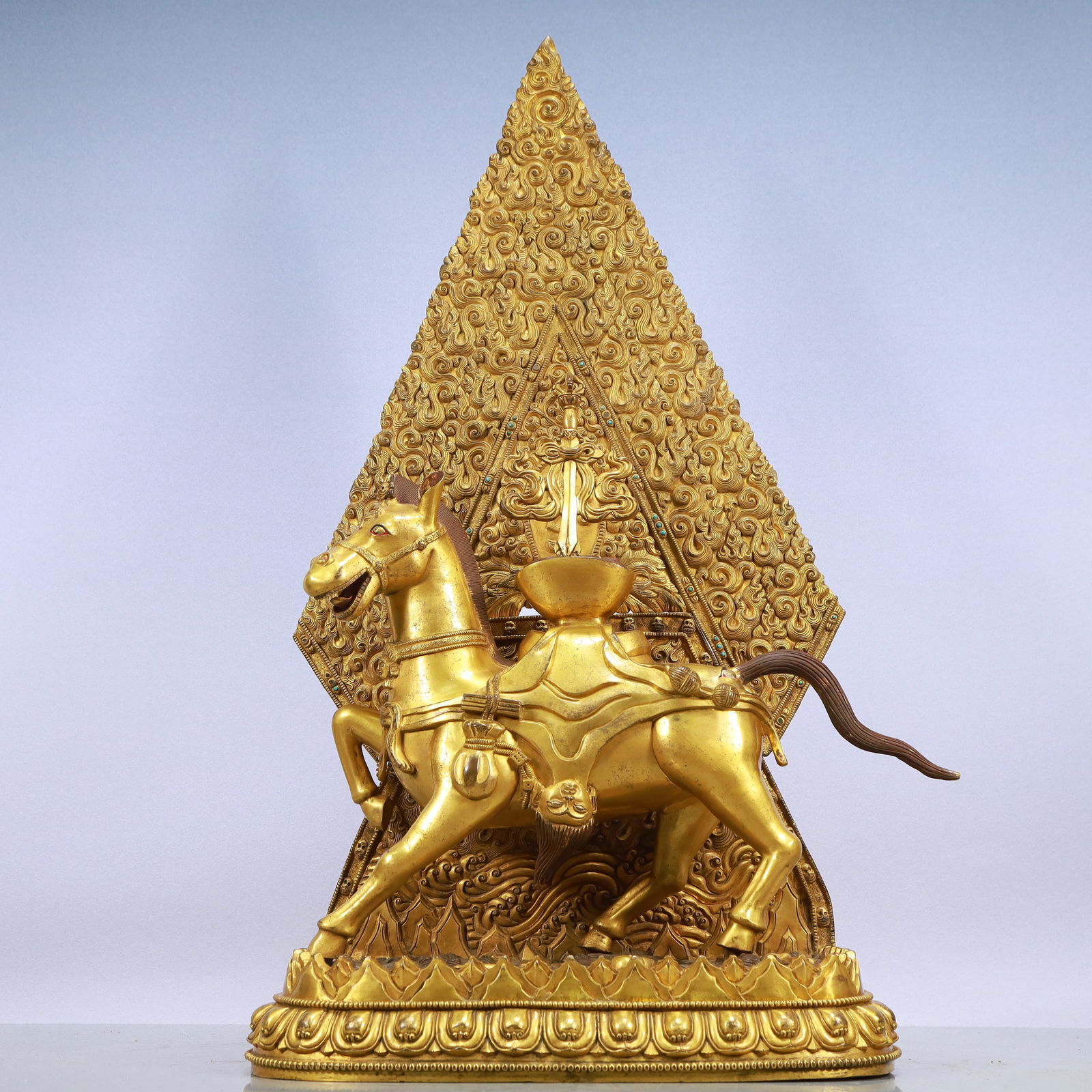 A Exquisite Gilt Bronze Inlaid Gems Horse Ornament (1 of 11)