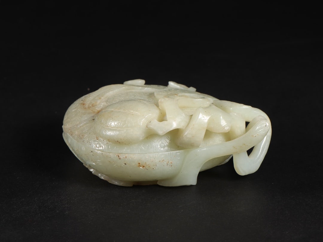An Exquisite White Jade Melon and Fruit Pattern Box - 4