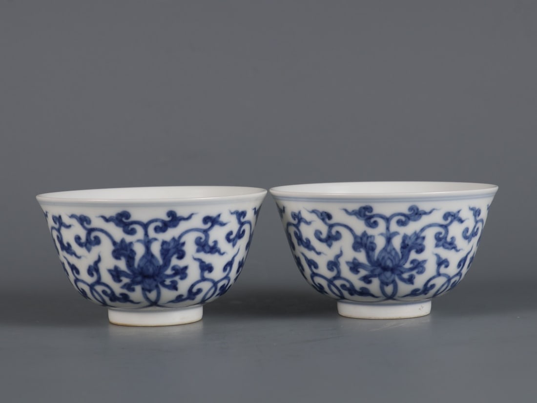 A Pair of Exquisite Blue and White Lotus Pattern Cup (1 of 9)