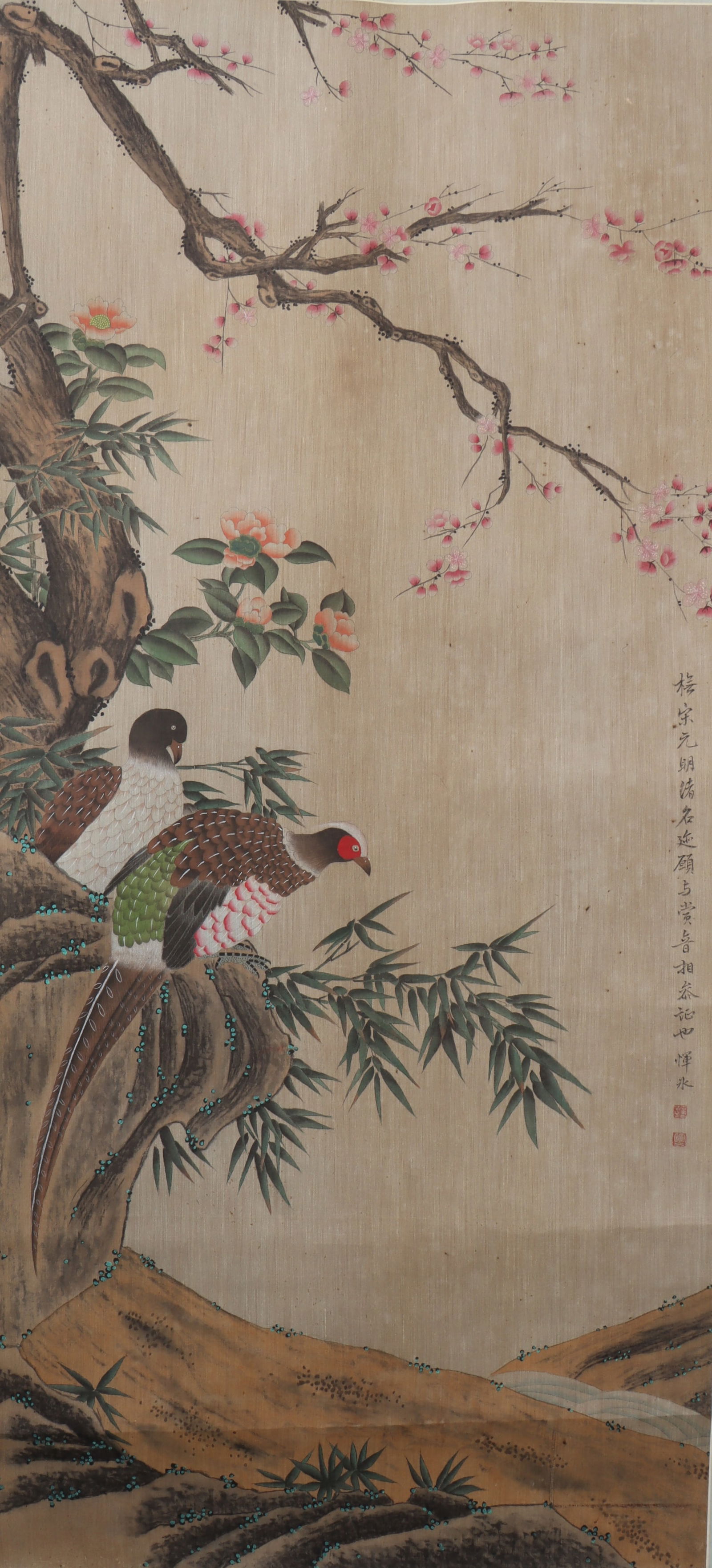 An Fabulous Chinese Ink Flower and Bird By Silk (1 of 3)