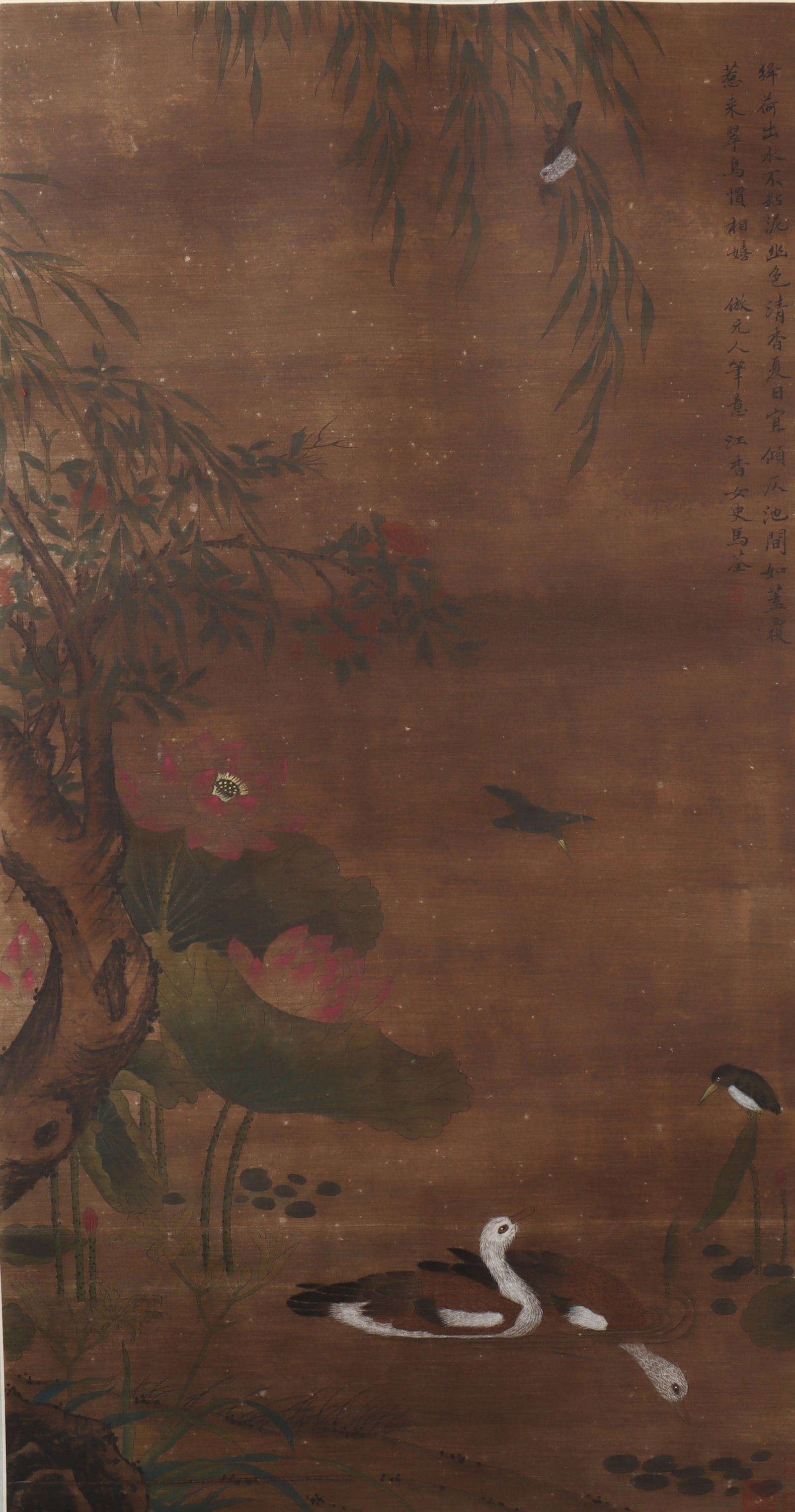 An Fabulous Chinese Ink Flower and Bird By Silk (1 of 5)