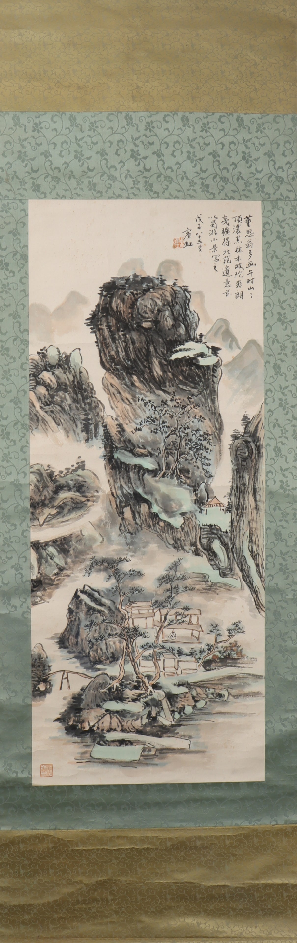 A Chinese Vertical Scroll Ink Painting of Landscape on Paper (1 of 6)