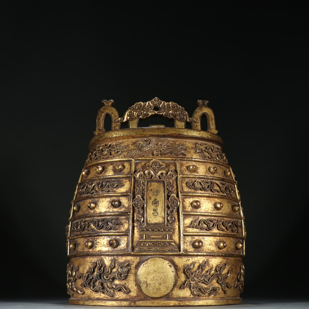 An Exquisite Bronze Gilt Dragon and Phoenix Pattern Ornament (1 of 9)