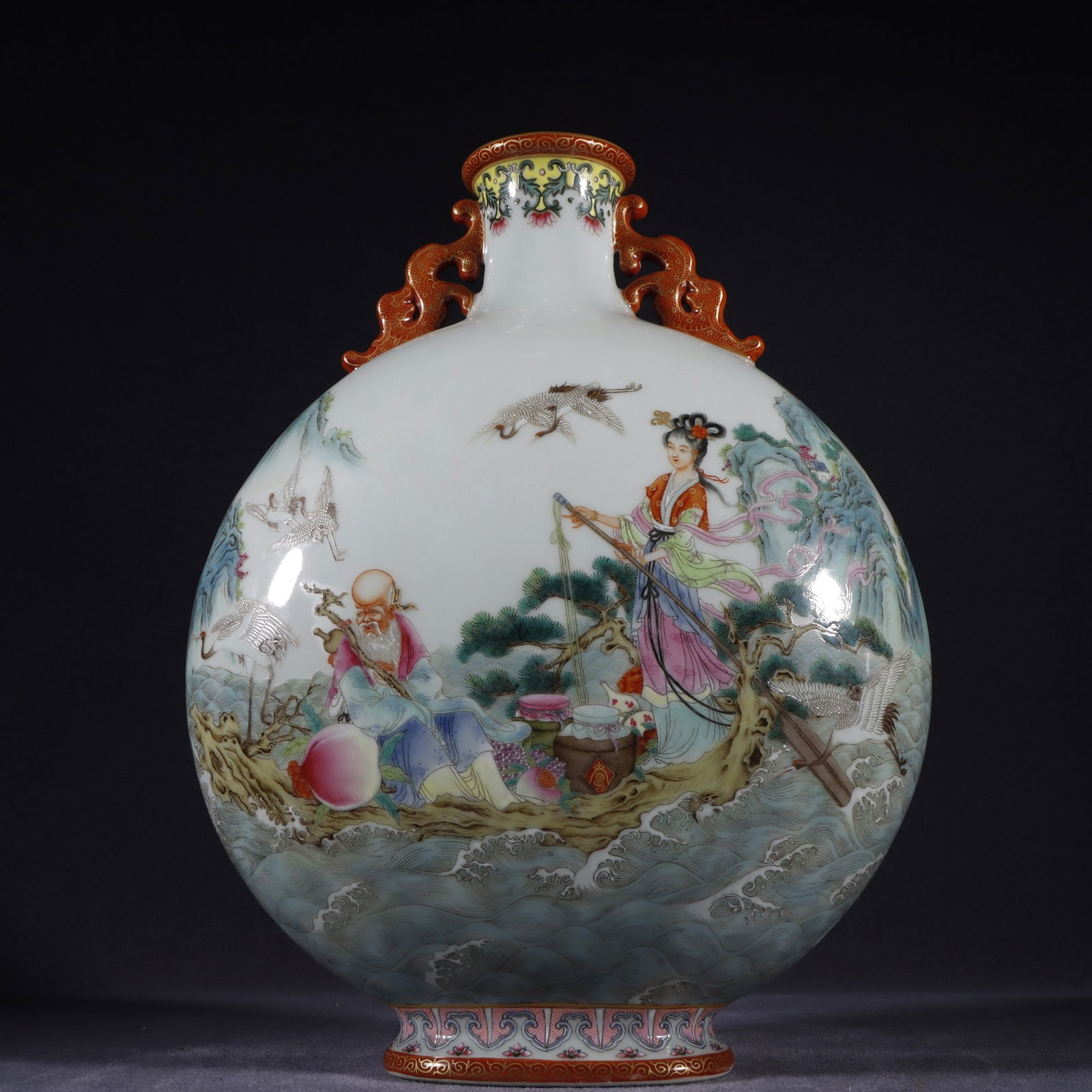 An Exquisite Famille-Rose Character and Story Pattern with poem Double-Ears Vase (1 of 9)