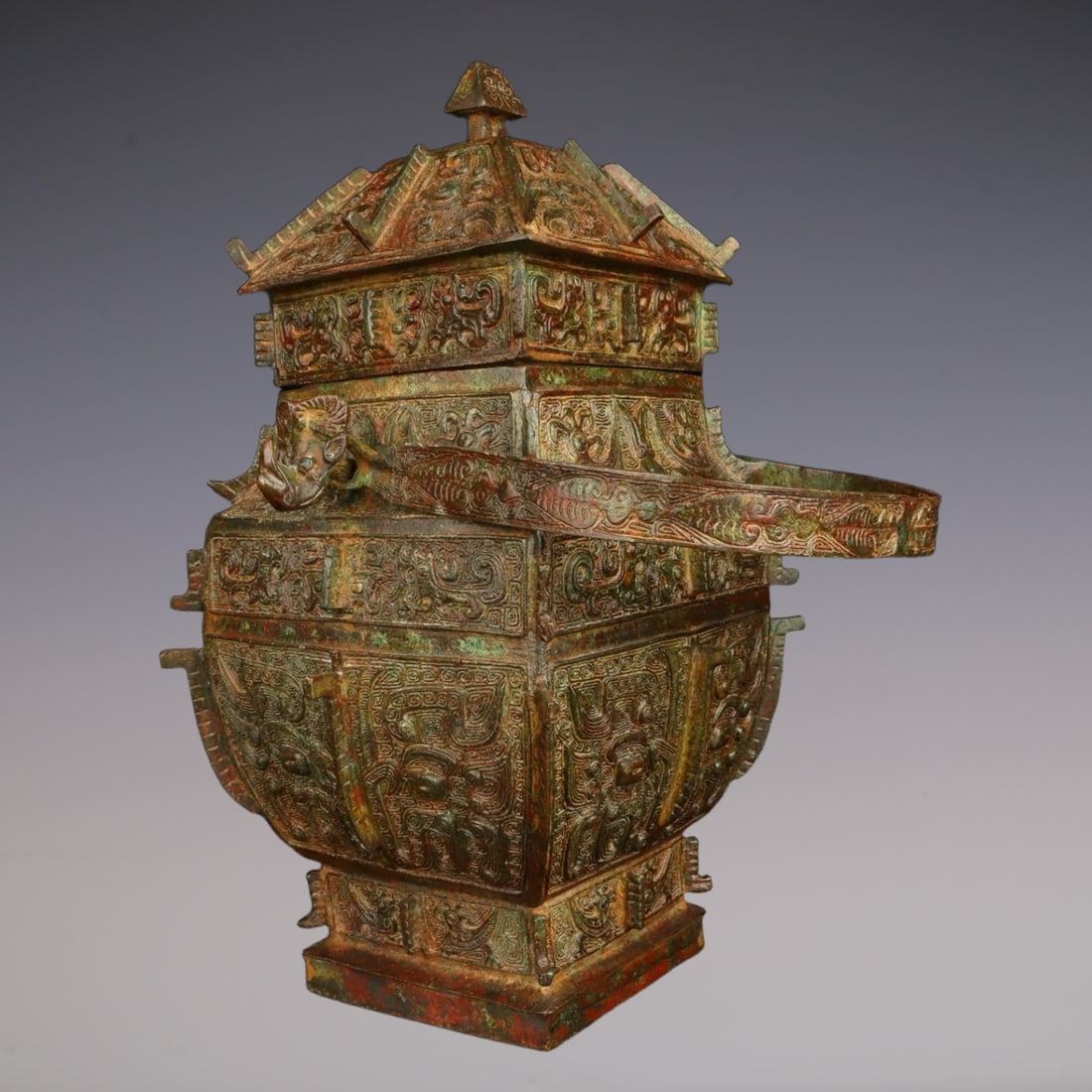 An Exquisite Bronze Beast-Face Pattern Ewer - 4