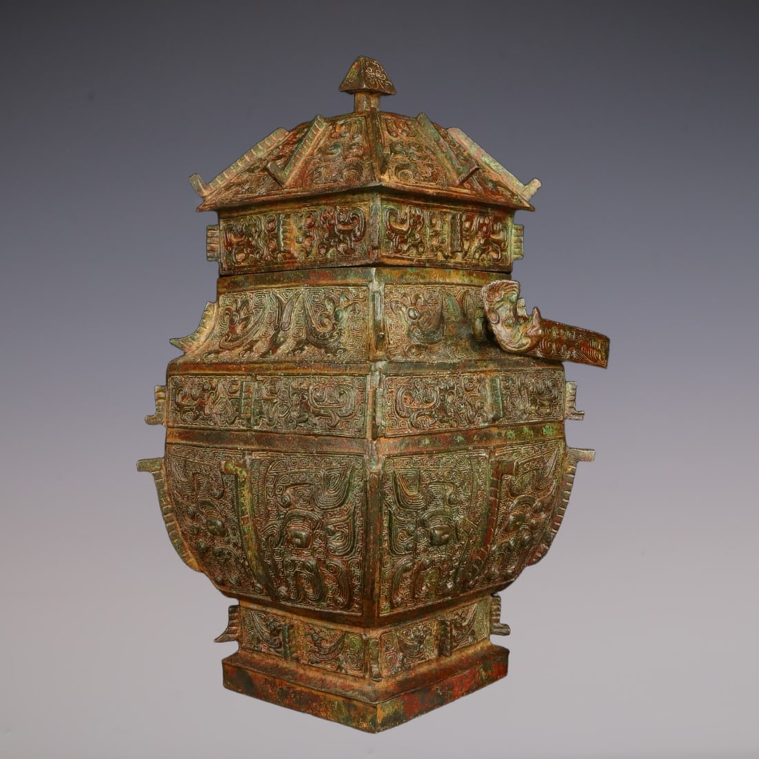 An Exquisite Bronze Beast-Face Pattern Ewer - 6