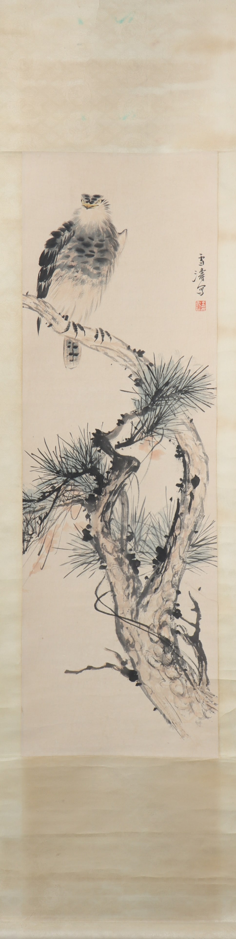 A Chinese Vertical Scroll Ink Painting of Eagle on Paper (1 of 4)