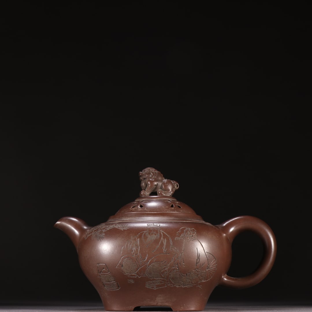 An Exquisite Purple Sands Character and Story Pattern with poem Teapot (1 of 9)
