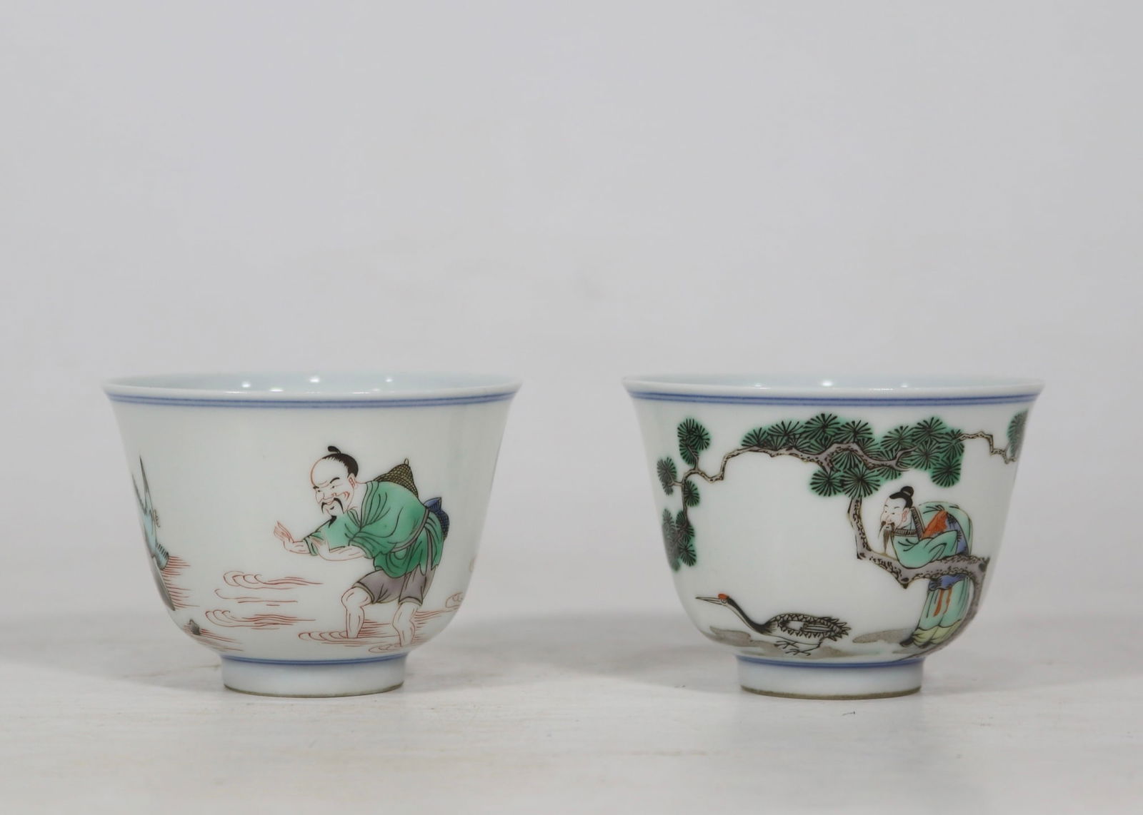 A Pair of Exquisite Wucai Character and Story Pattern Cup (1 of 9)