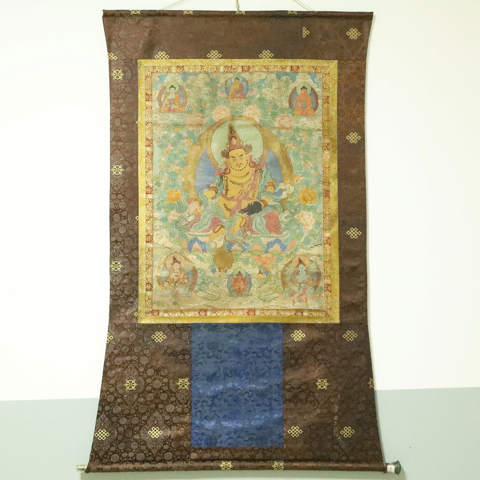 An Exquisite Brocade Painted Color Statue of Mammon Tangka (1 of 9)