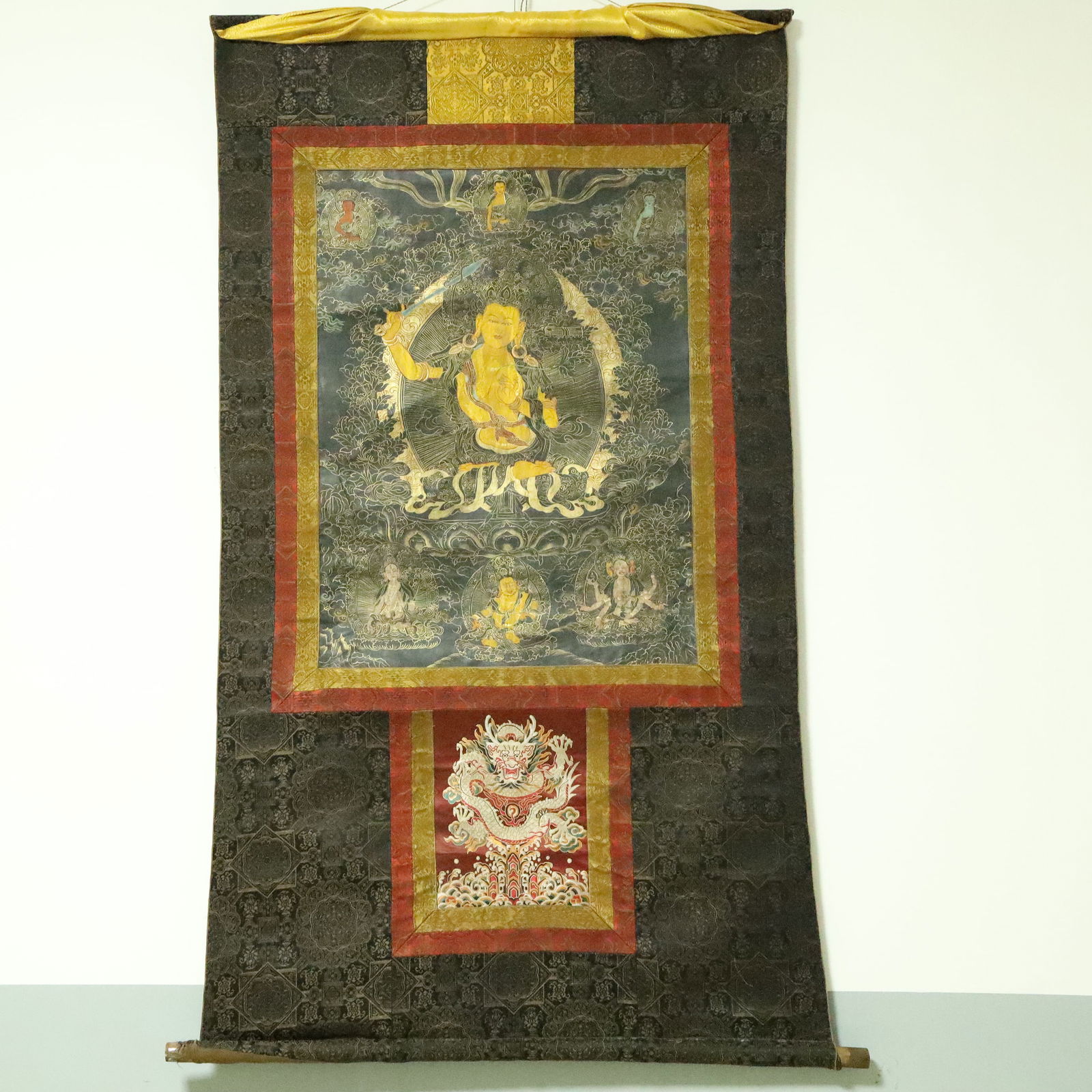 An Exquisite Brocade Painted Color Statue of Manjusri Tangka (1 of 11)