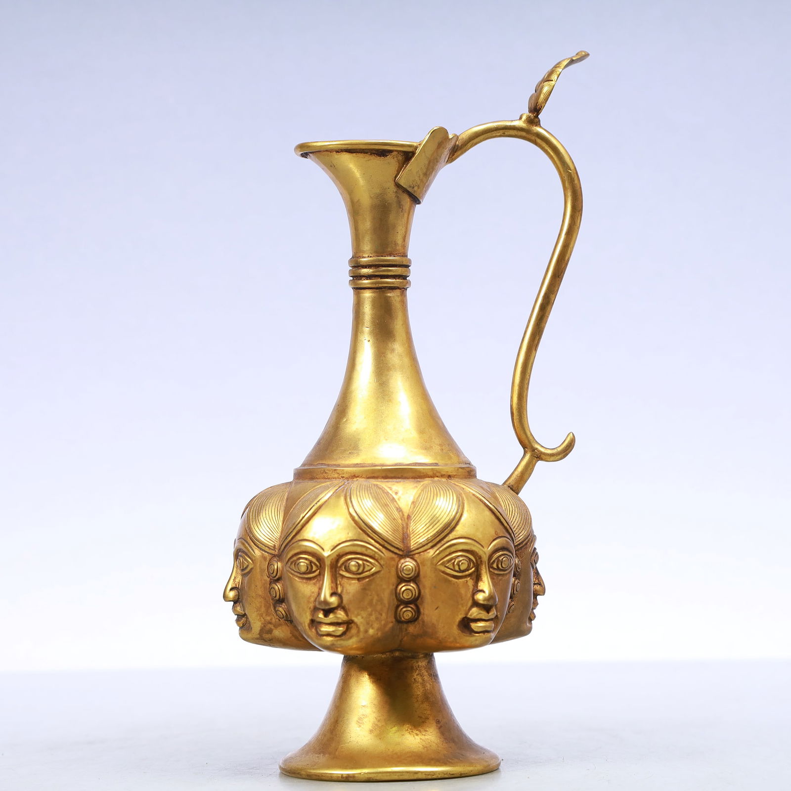 A Exquisite Gilt Bronze Human face pattern Ewer (1 of 10)