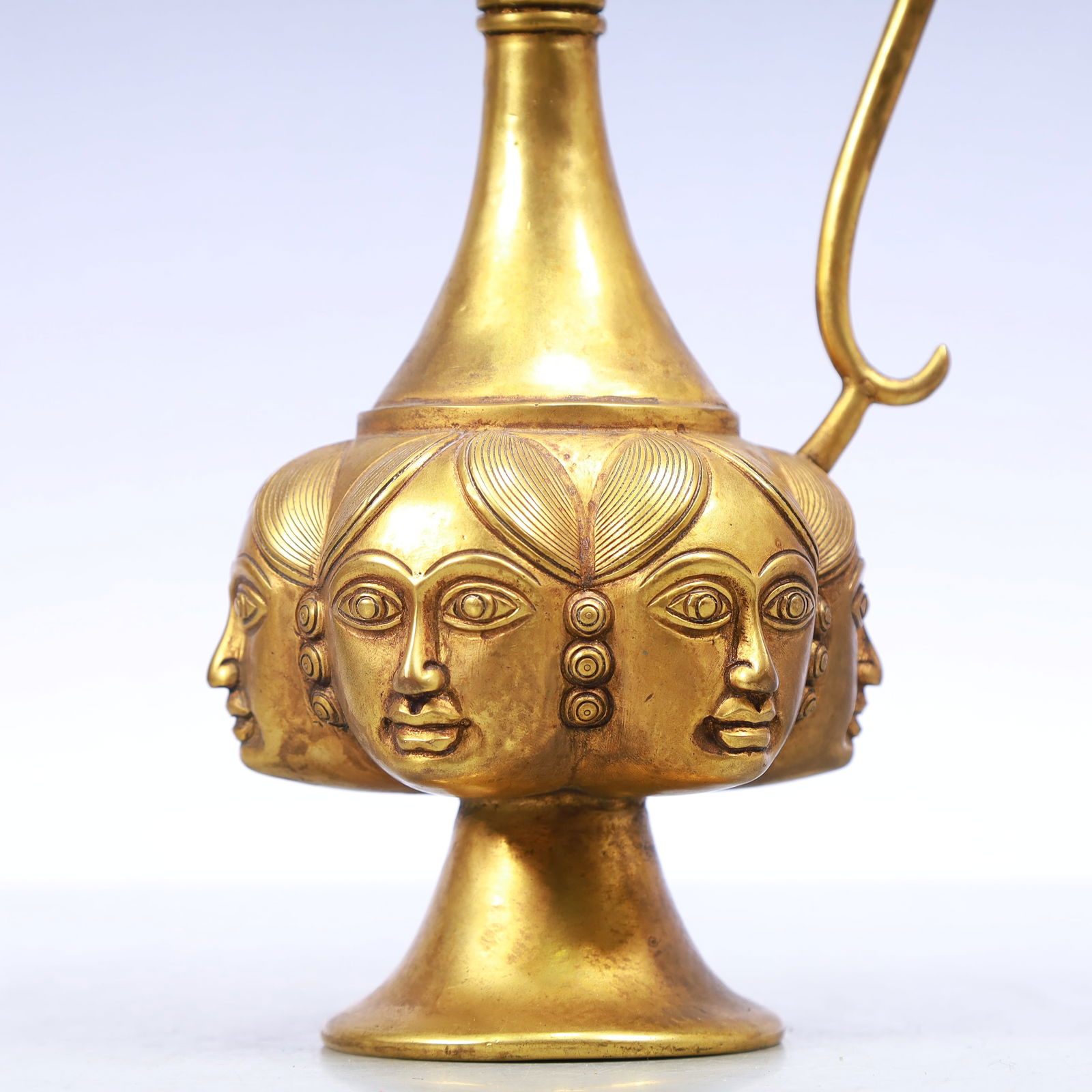A Exquisite Gilt Bronze Human face pattern Ewer - 3