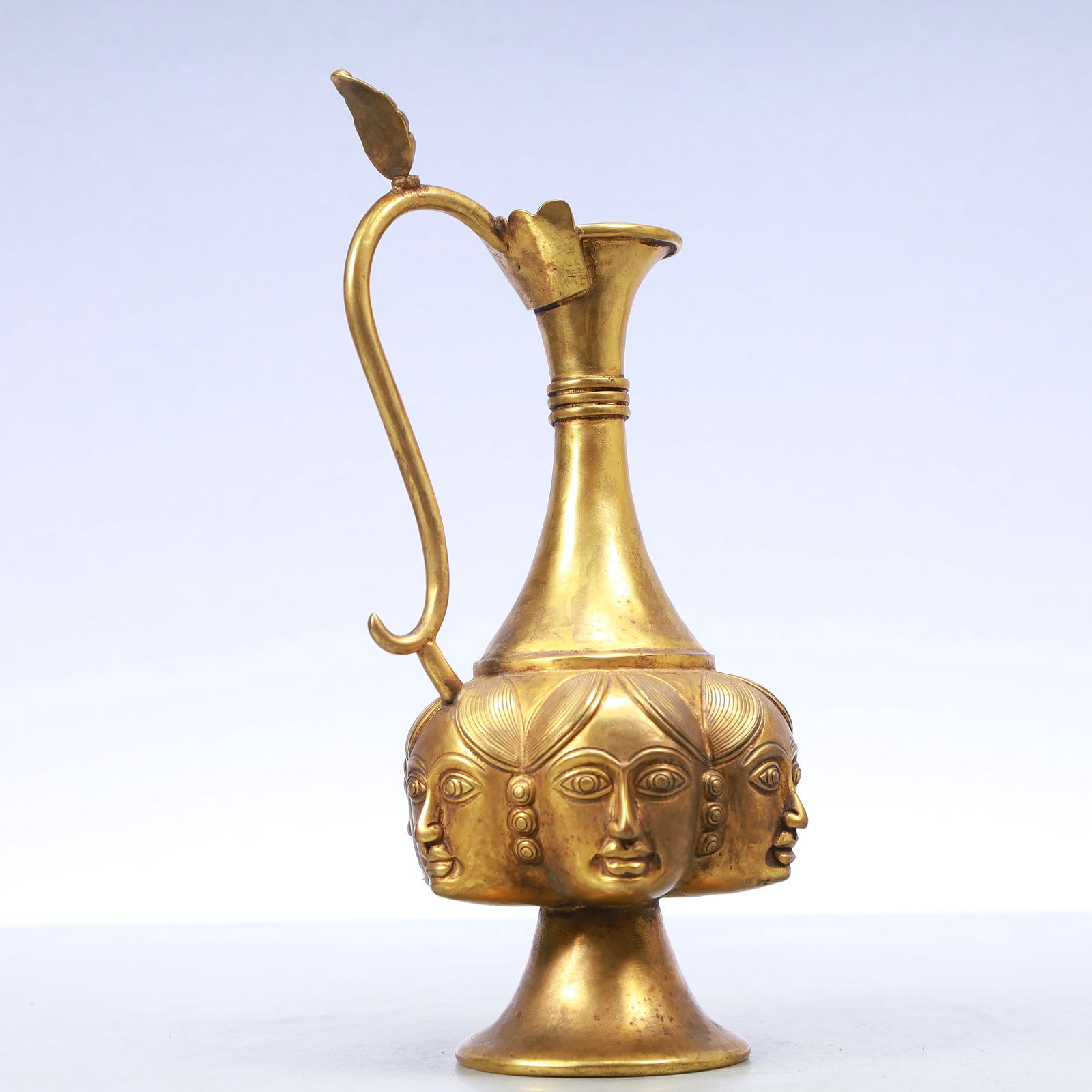 A Exquisite Gilt Bronze Human face pattern Ewer - 6