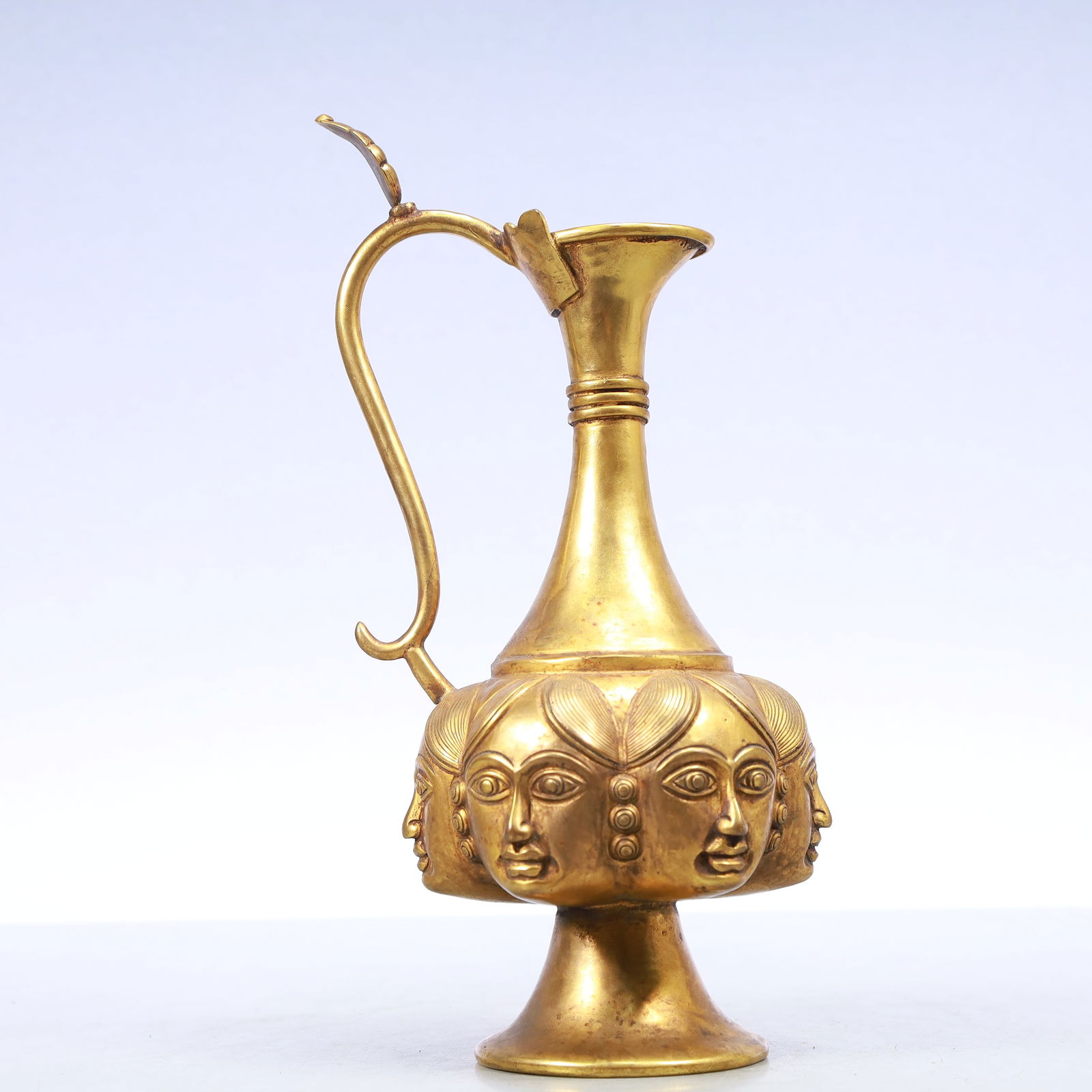 A Exquisite Gilt Bronze Human face pattern Ewer - 7