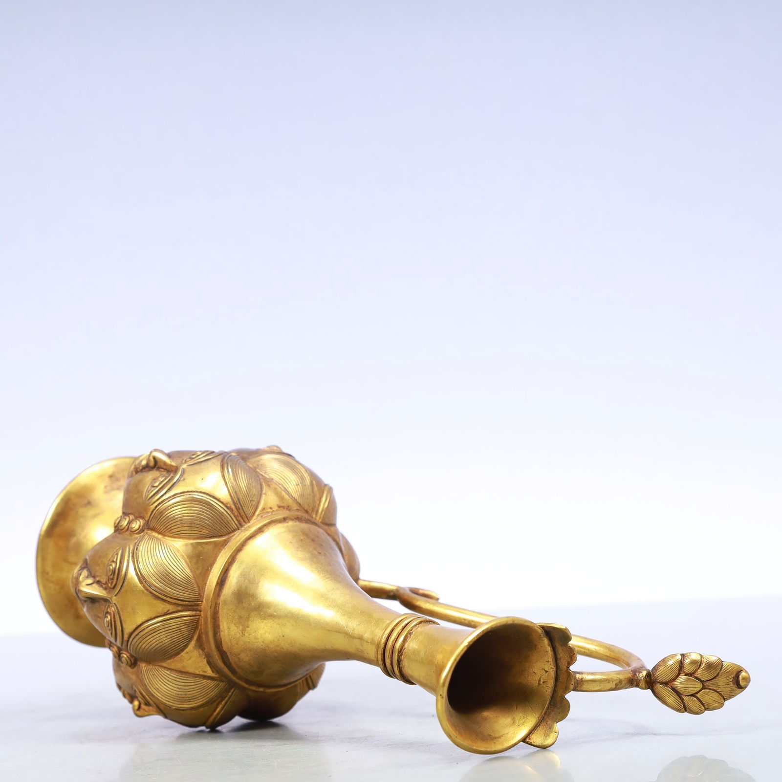 A Exquisite Gilt Bronze Human face pattern Ewer - 9