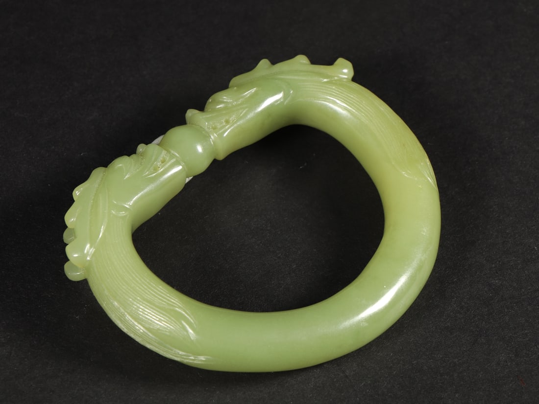 An Exquisite Yellow Jade Dragon Pattern Bracelets - 6