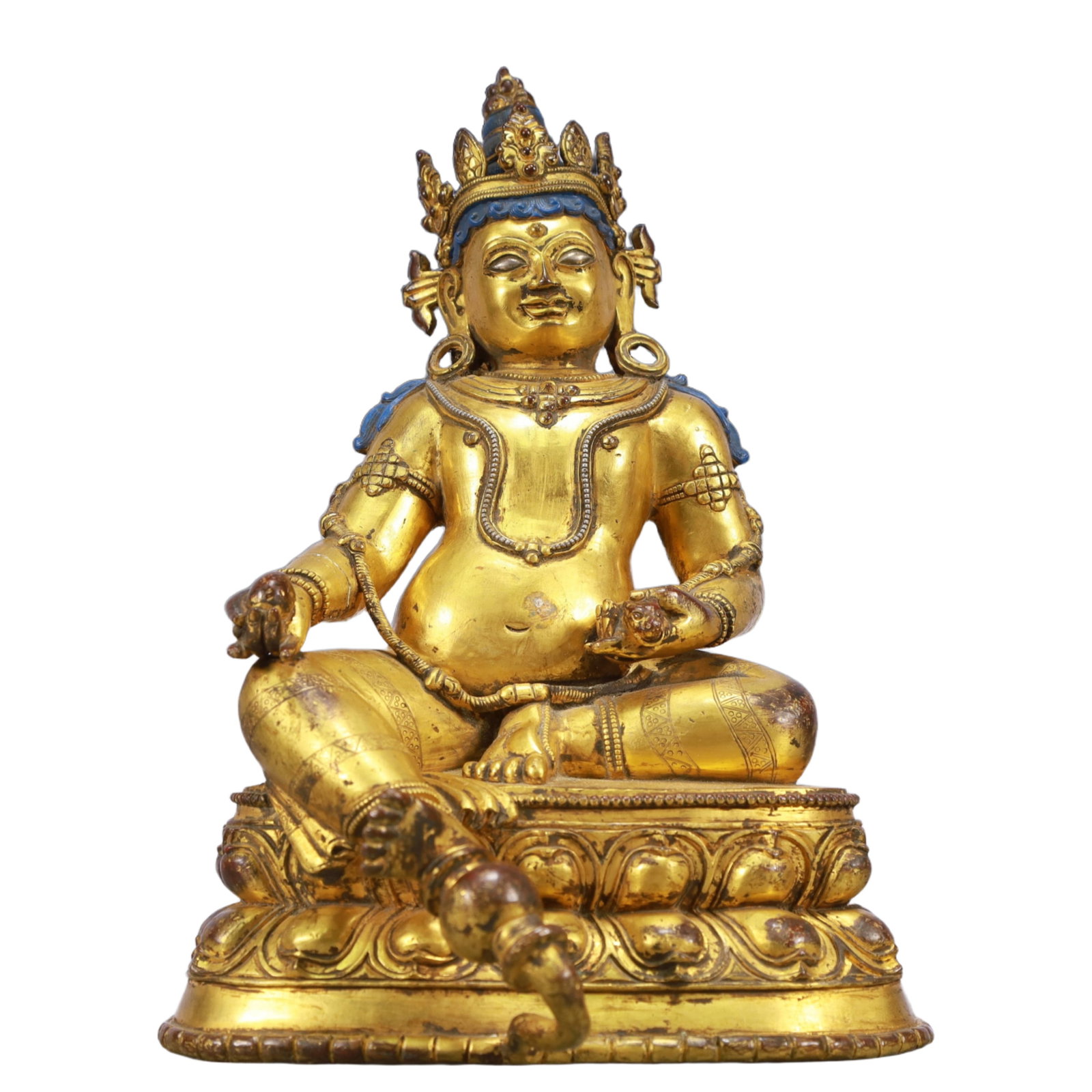 A Solemn Gilt Bronze Statue of Mammon: A Solemn Gilt Bronze Statue of Mammon,Ming Dynasty, China,Yongle Six-character Mark,Size:7.9inx7.1inx10.6in,Weight:5150g 铜鎏金财神像,中国明ߣ