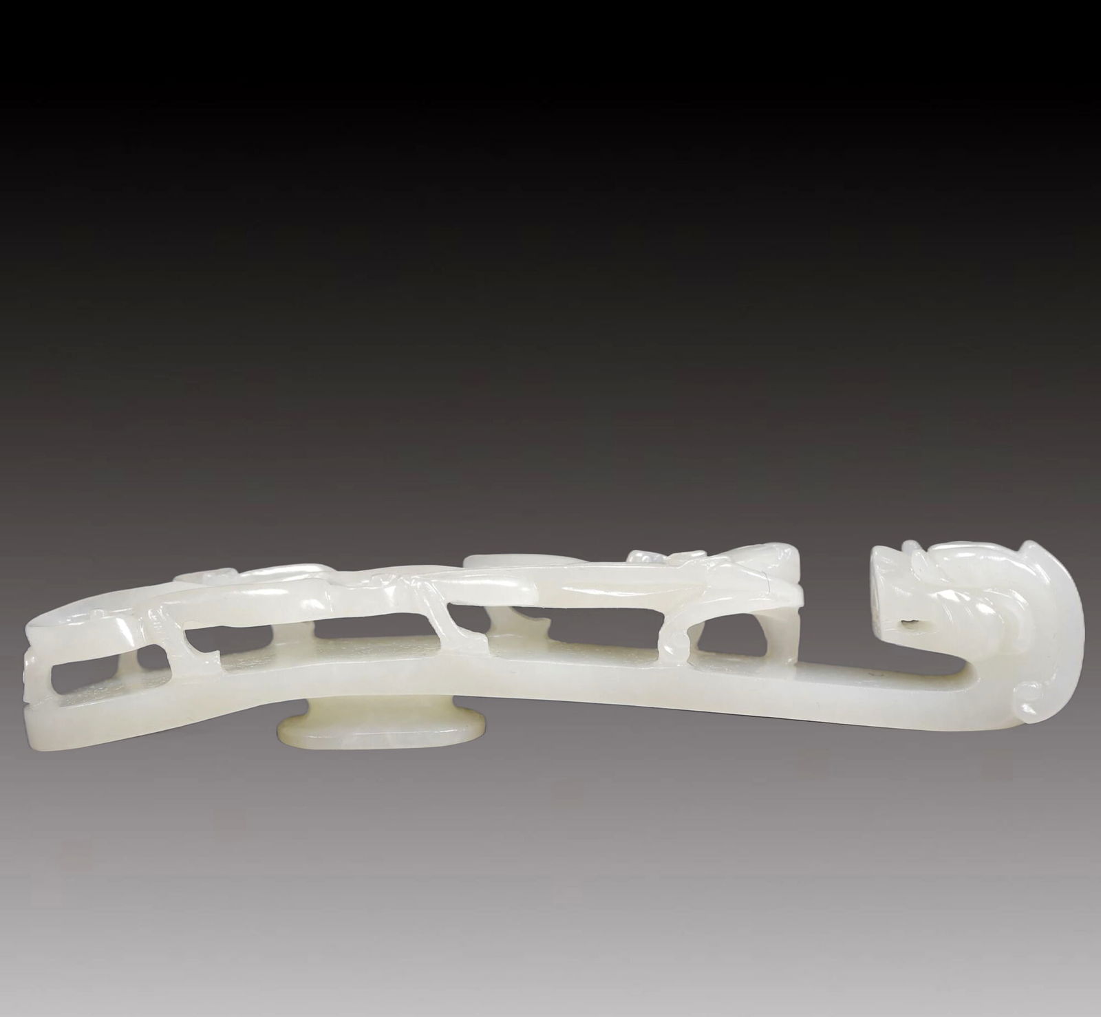 An Exquisite White Jade Dragon Pattern Hook - 3
