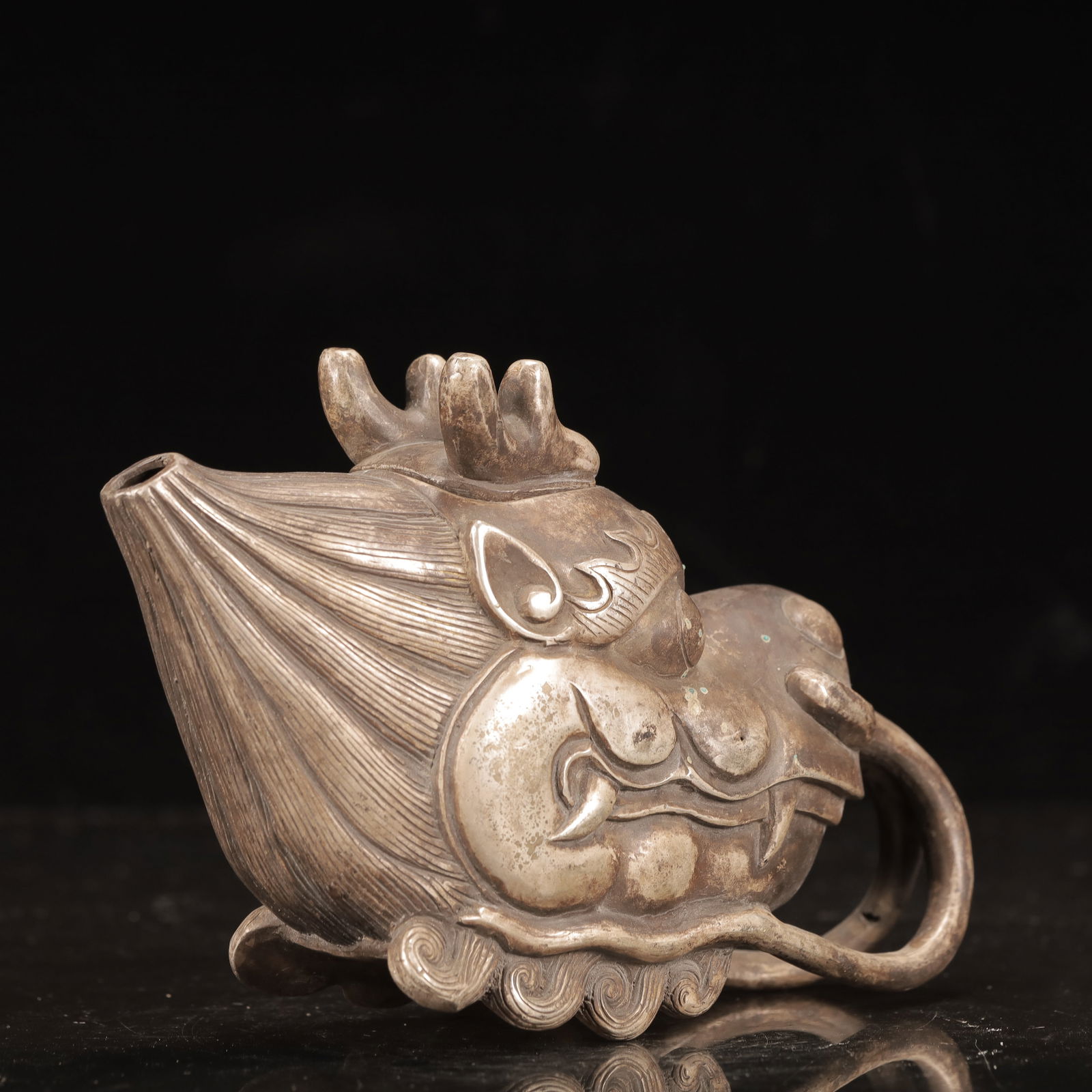 An Exquisite Silver Dragon Pattern Ewer - 6