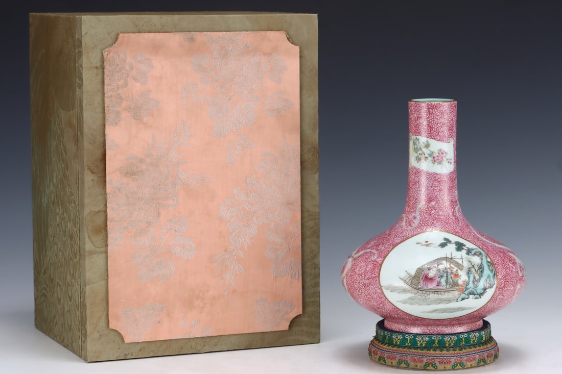 An Exquisite Famille-Rose Painted Gold Dragon Character and Story Pattern Vase (1 of 8)