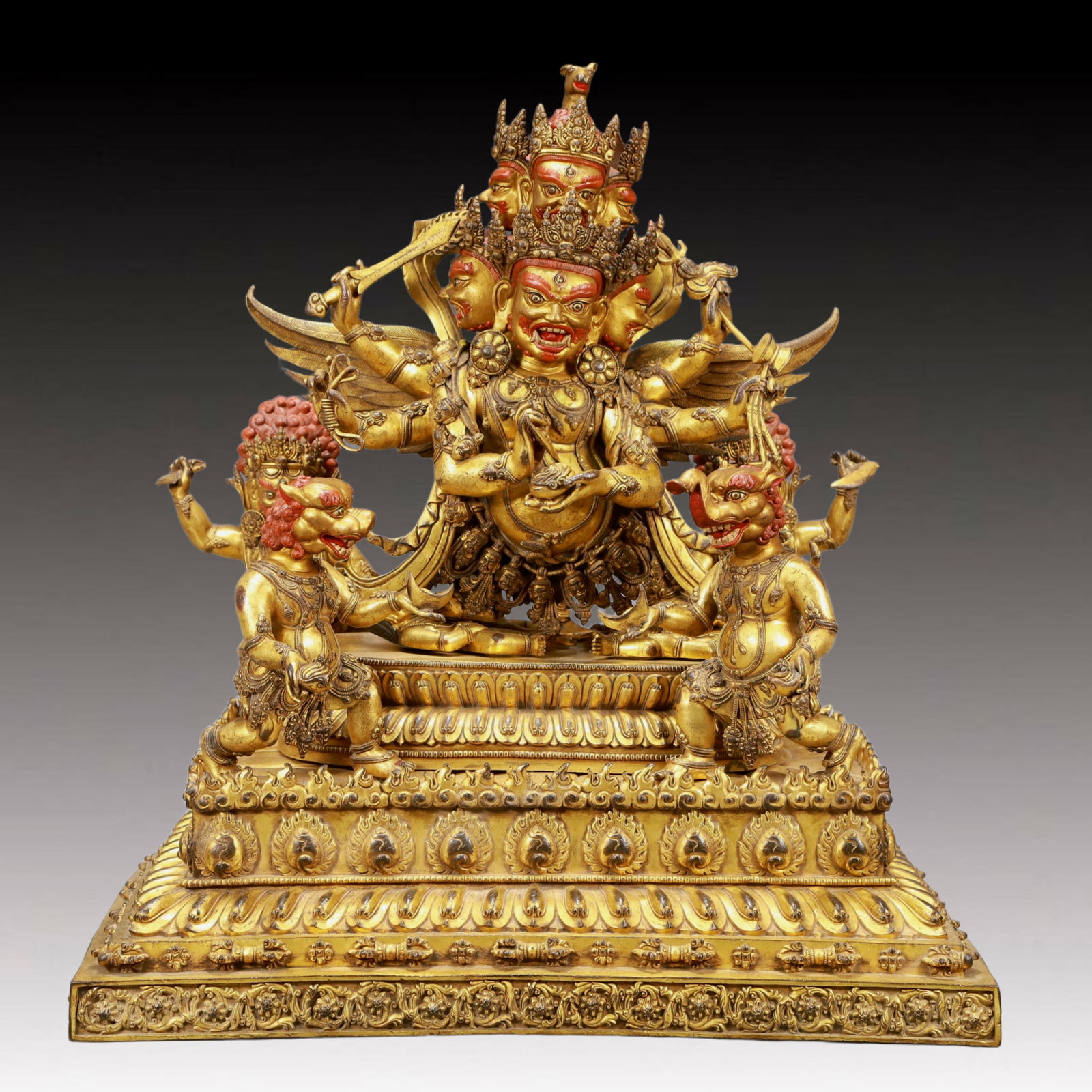 A Solemn Gilt Bronze Statue of Mammon: A Solemn Gilt Bronze Statue of Mammon,Ming Dynasty, China,Size:19.3inx12.2inx21.7in,Weight:82850g 铜鎏金财神像,中国明代